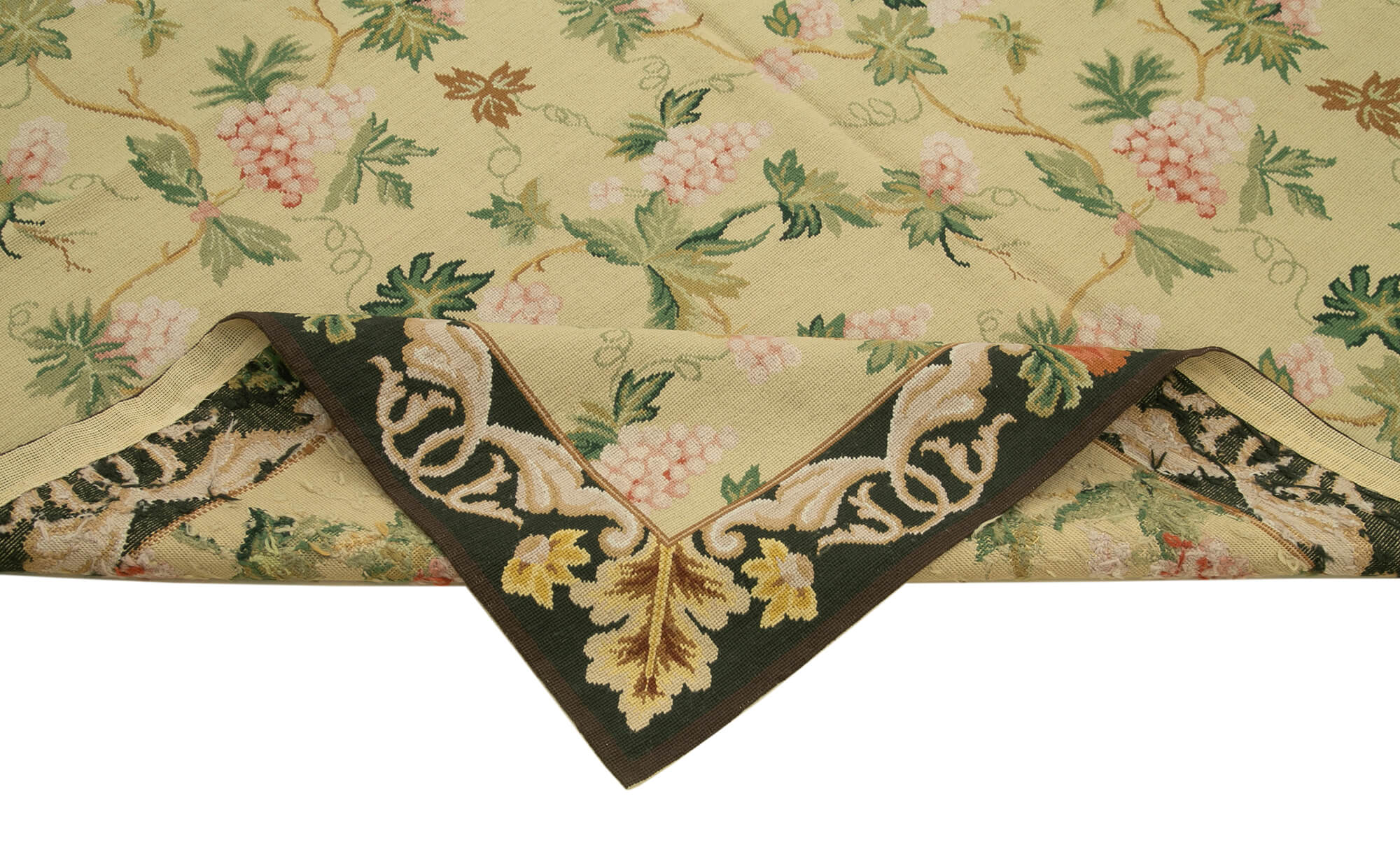 Handmade Wool Area Rug – Beige Floral Design, Soft Cotton Wool Carpet 6'0''x8'10''
