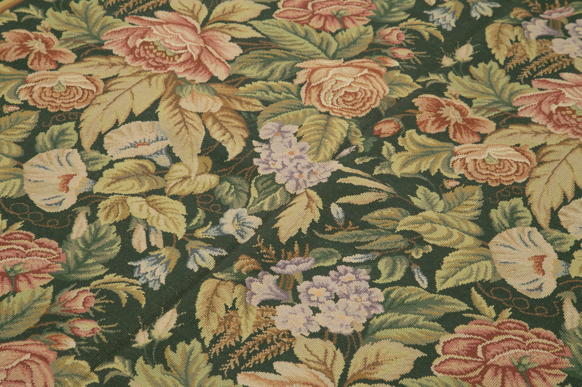 Handmade Floral Area Rug – Green Floral Rug, Turkish Hand Knotted Cotton Wool Blend 5'7''x8'5''