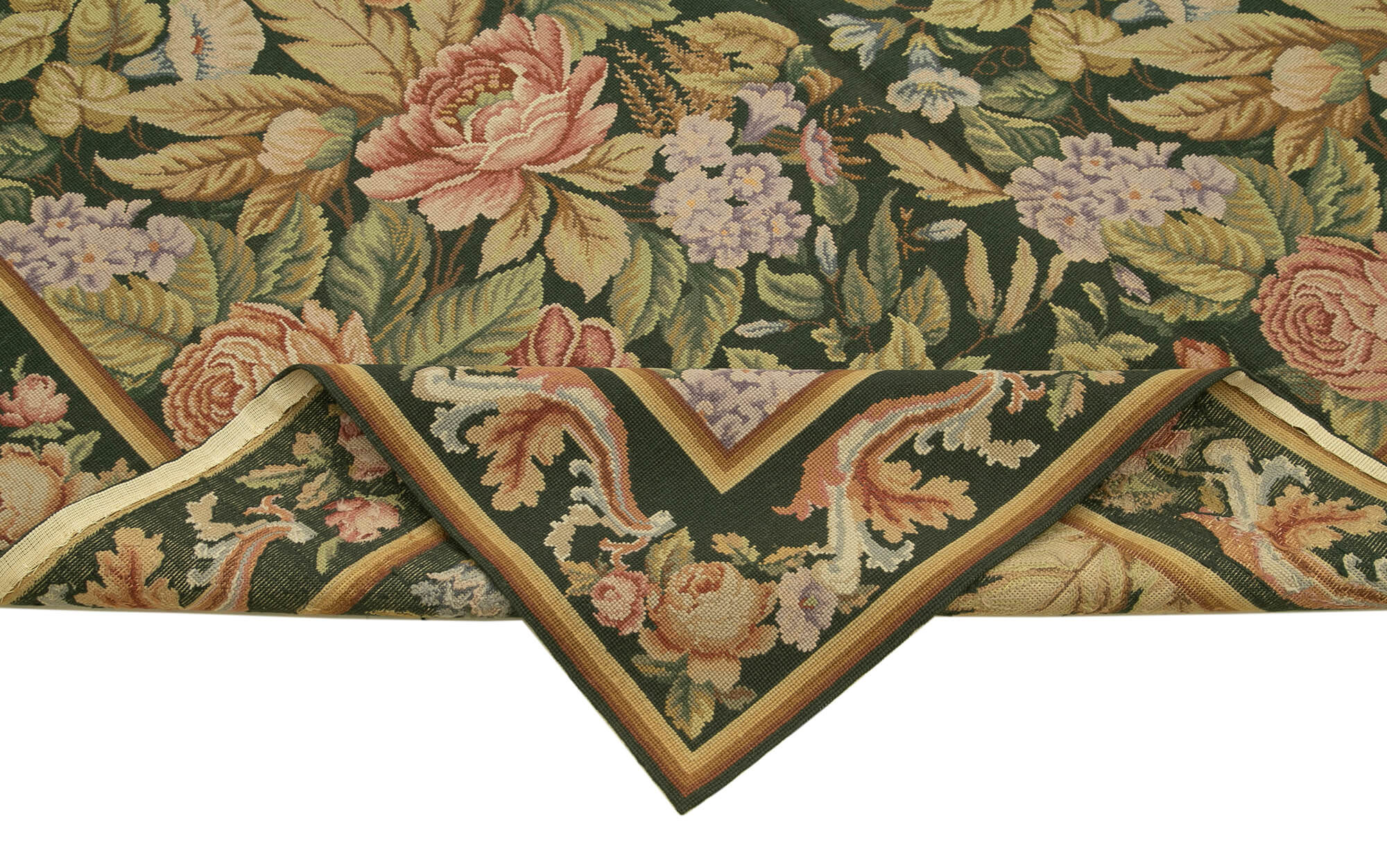 Handmade Floral Area Rug – Green Floral Rug, Turkish Hand Knotted Cotton Wool Blend 5'7''x8'5''