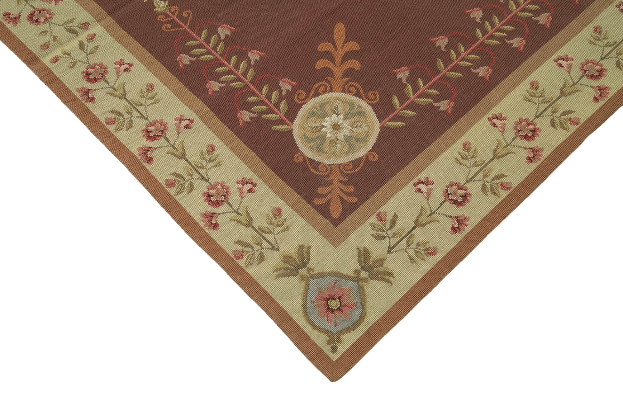 Handmade Wool Area Rug - Red Floral Cotton Wool Rug, Soft Texture Bohemian Style