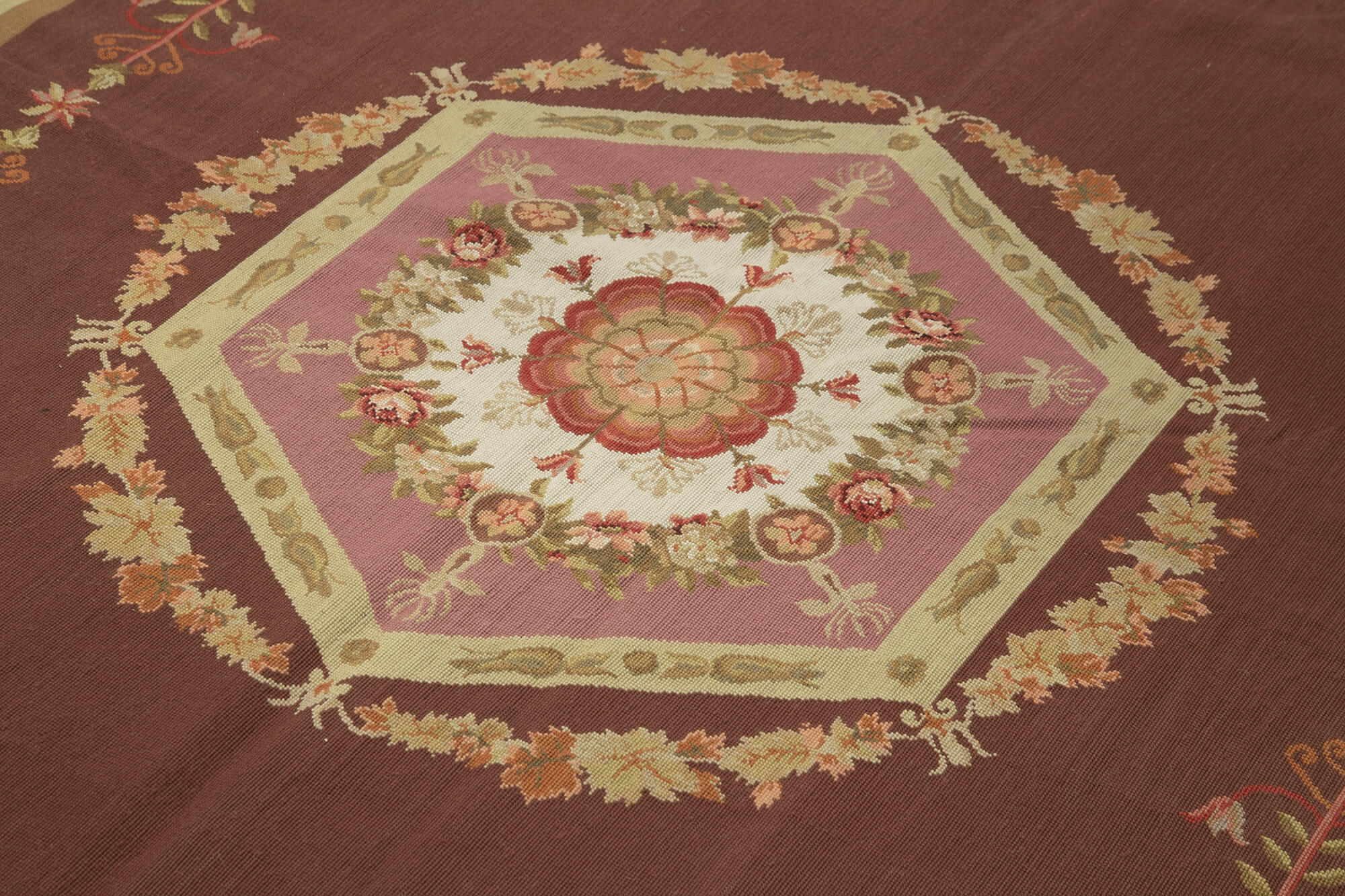 Handmade Wool Area Rug - Red Floral Cotton Wool Rug, Soft Texture Bohemian Style