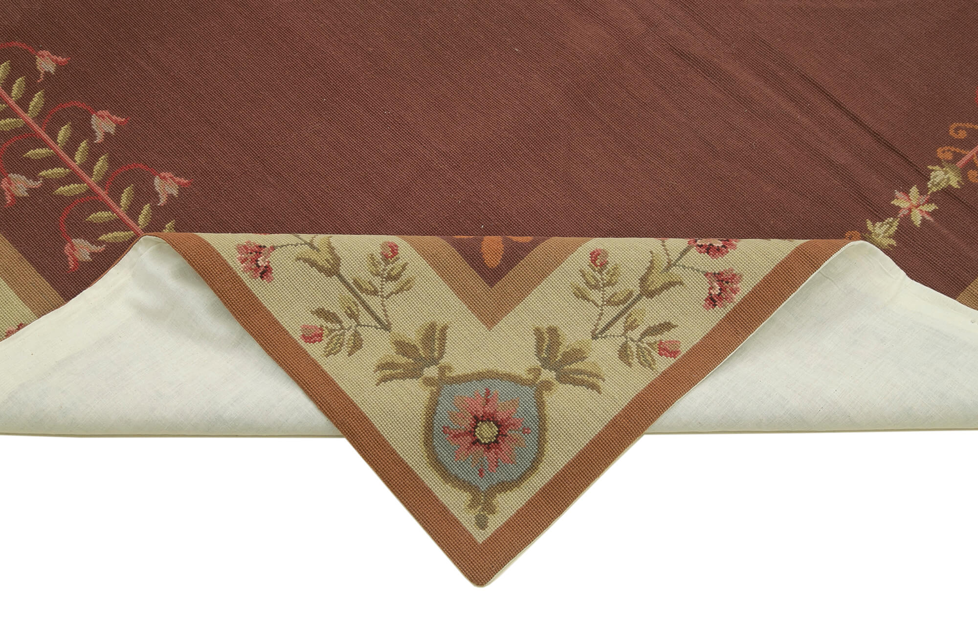 Handmade Wool Area Rug - Red Floral Cotton Wool Rug, Soft Texture Bohemian Style