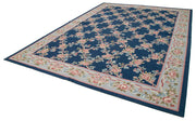 Handmade Wool Area Rug – Blue Floral Pattern Carpet | Cotton Wool Carpet 9'11'' x 13'8''