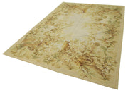 Handmade Floral Area Rug – Vintage Wool Rug With Needlepoint Floral Design 6'2''x9'2''
