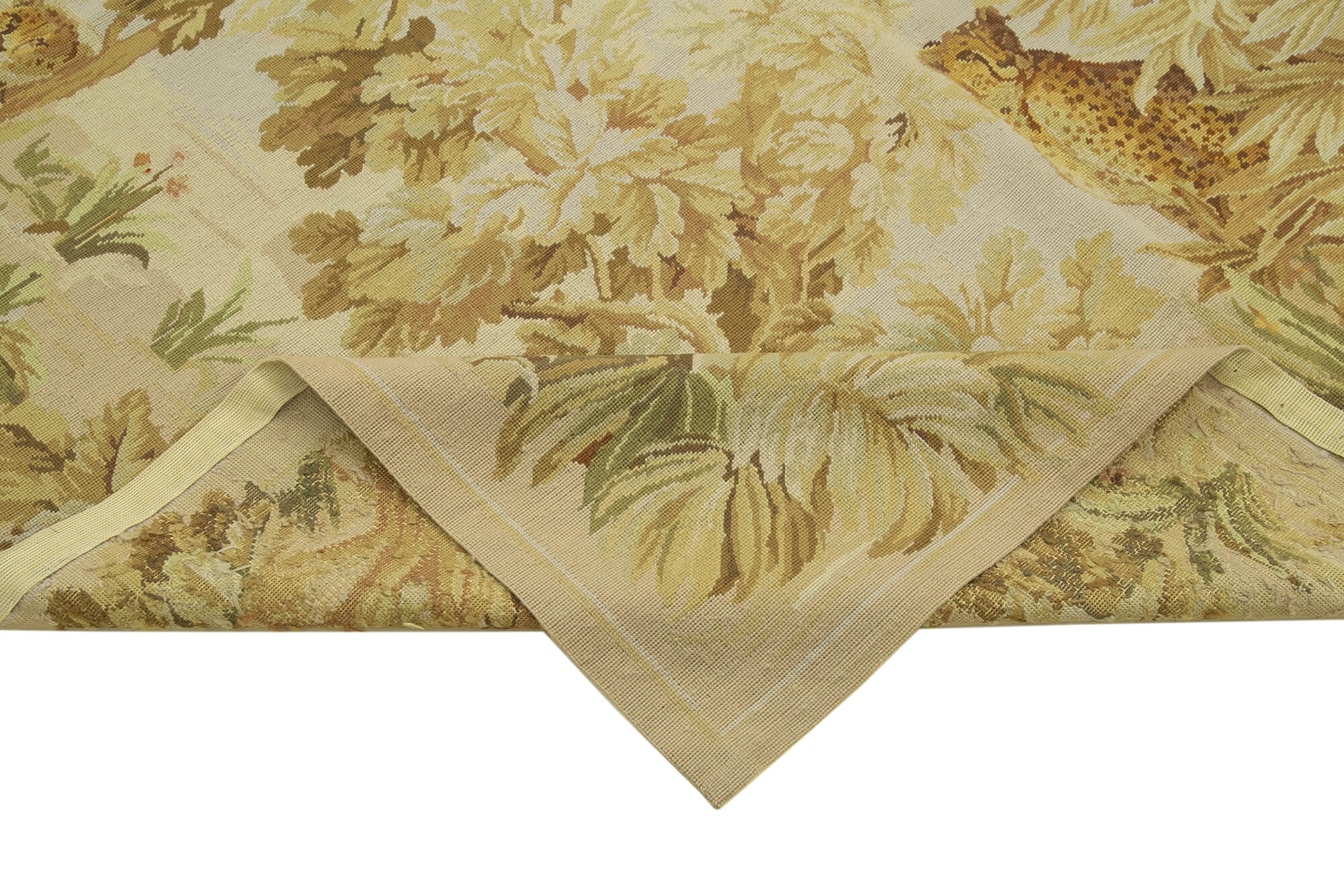 Handmade Floral Area Rug – Vintage Wool Rug With Needlepoint Floral Design 6'2''x9'2''