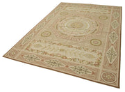 Handmade Area Rug – Beige Wool Floral Carpet, Soft Cotton Wool Carpet 6'x9'1''