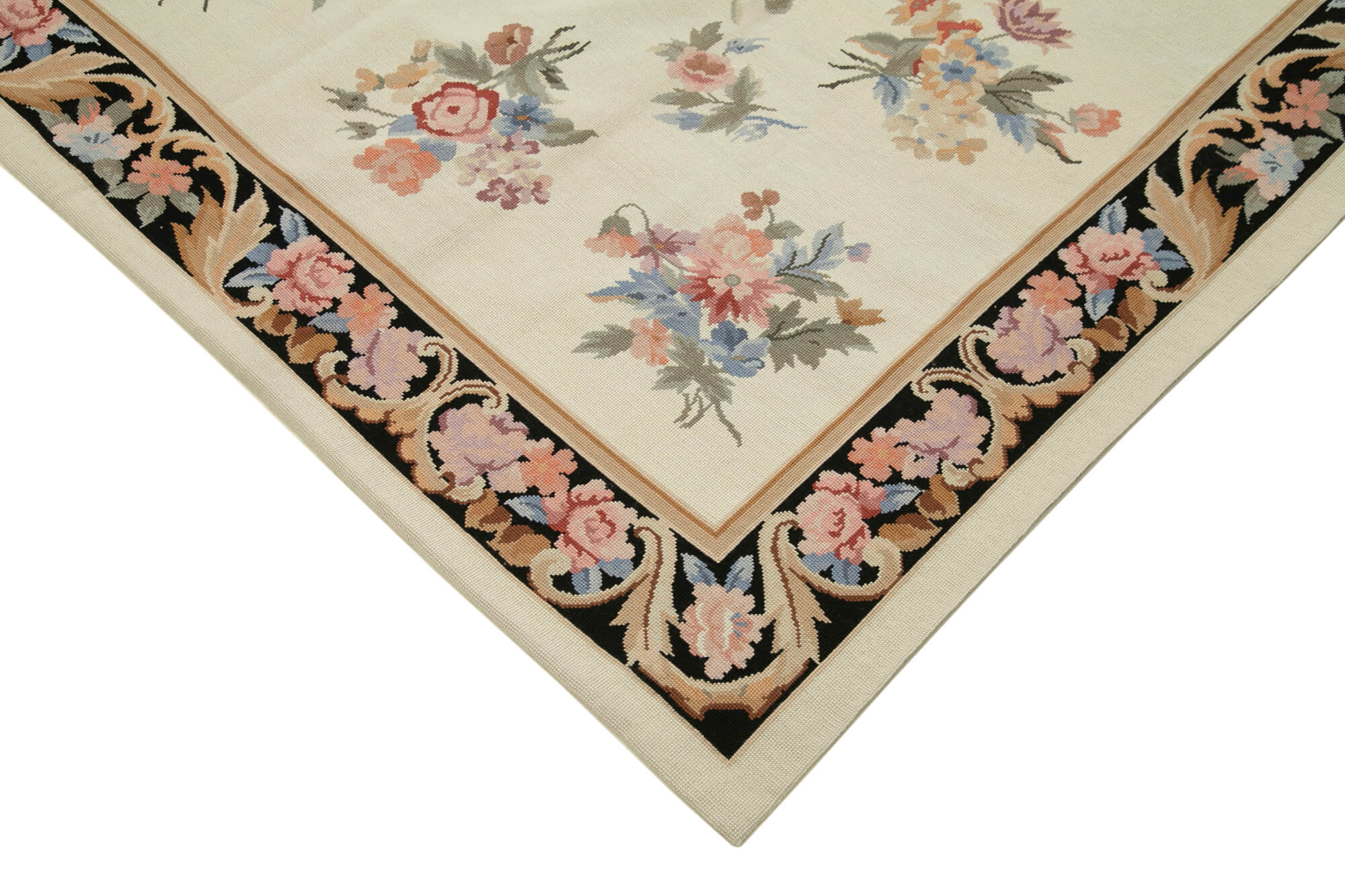 Handmade Area Rug – Vintage Wool Rug 6'0'' x 8'11'' | Beige Floral Cotton Carpet