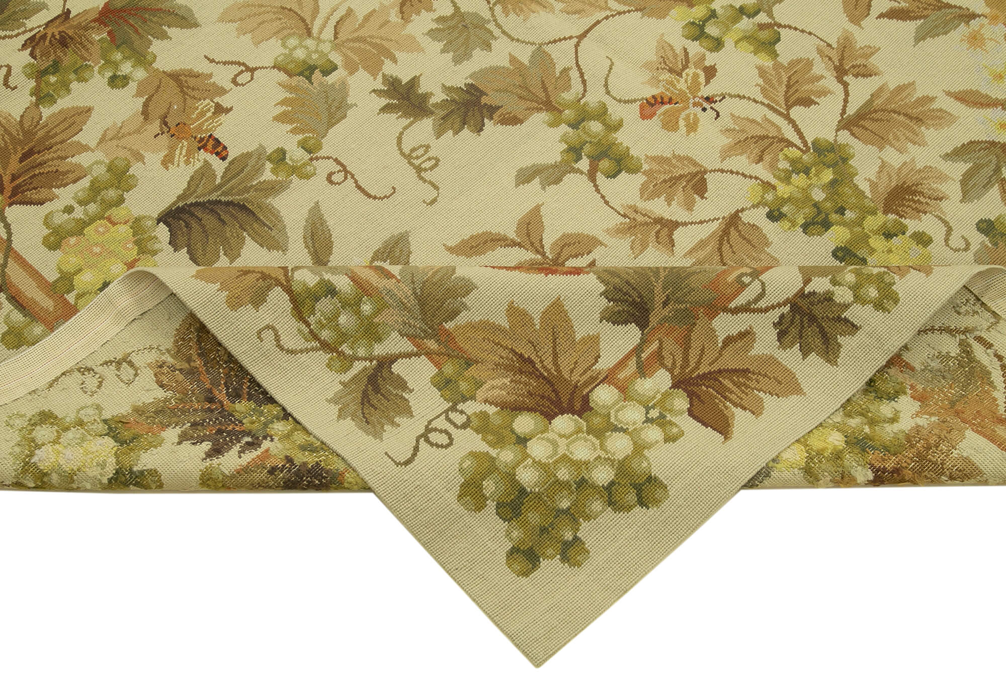 Handmade Floral Area Rug – Vintage Wool Rug 6'x9'2'' Beige Floral Carpet