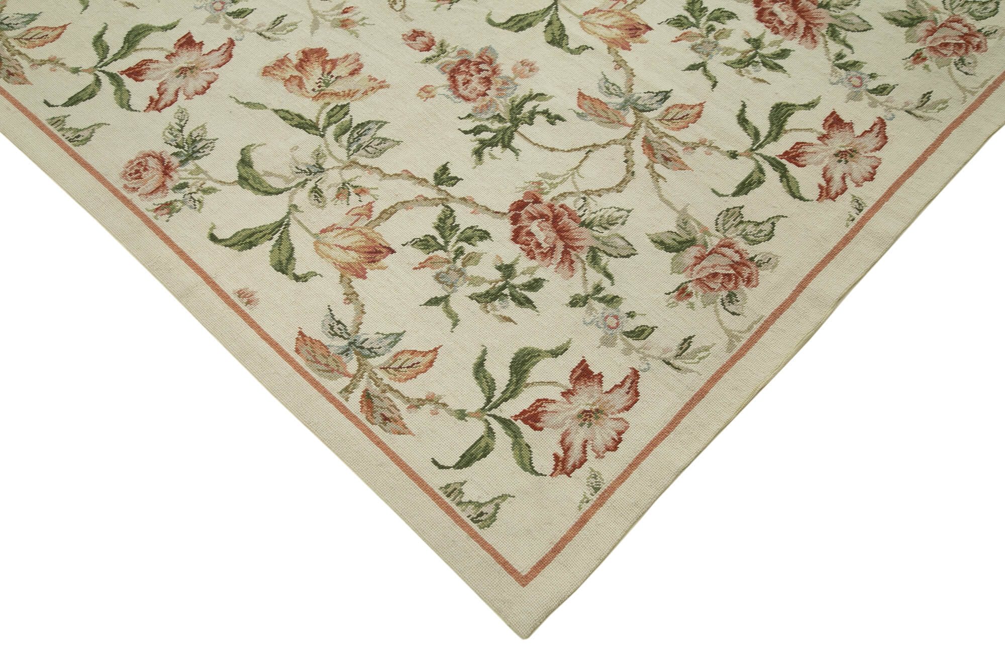 Handmade Area Rug Featuring Floral Cotton Rug Design | Vintage Handwoven Rug 7'11''x9'11''