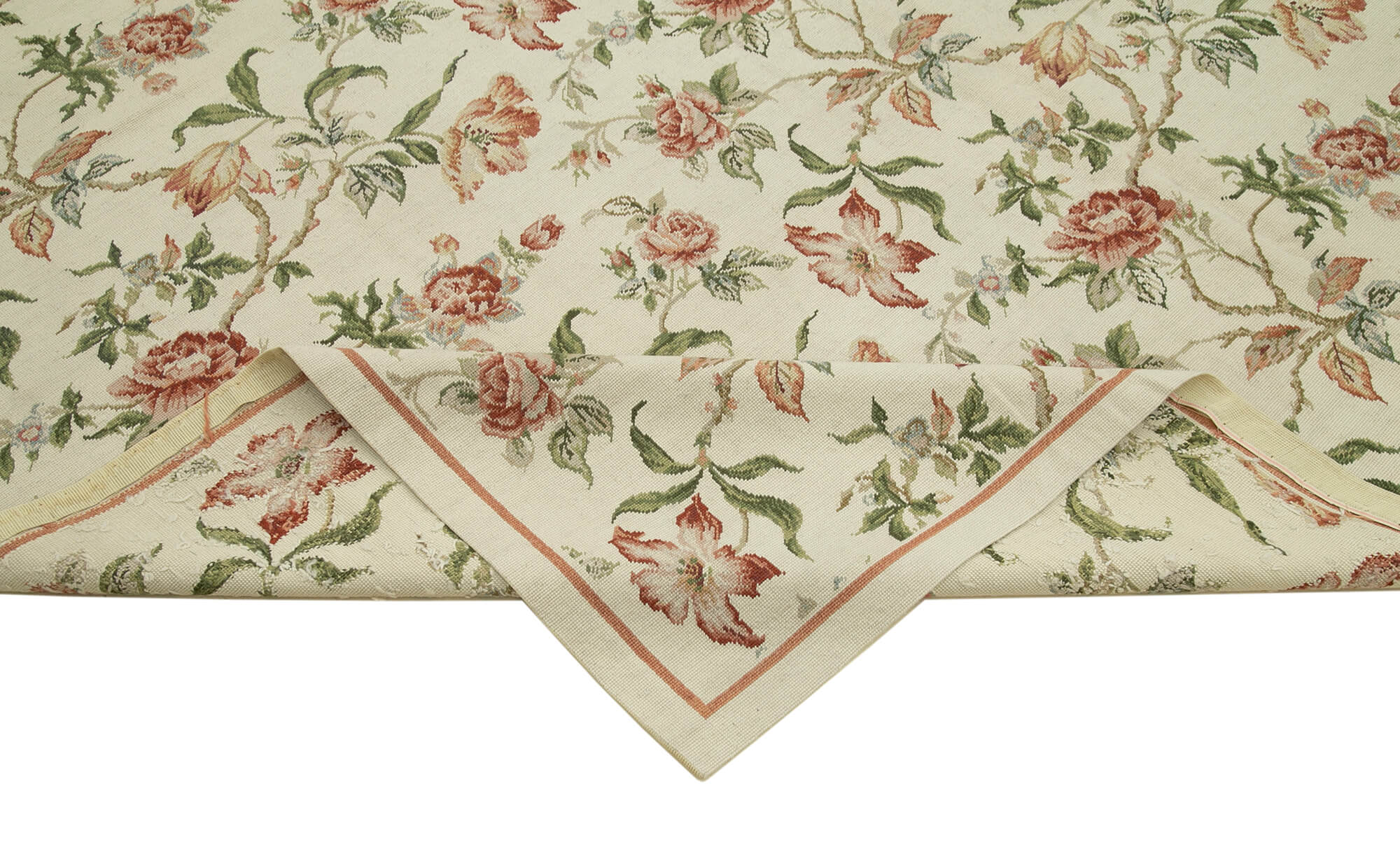 Handmade Area Rug Featuring Floral Cotton Rug Design | Vintage Handwoven Rug 7'11''x9'11''