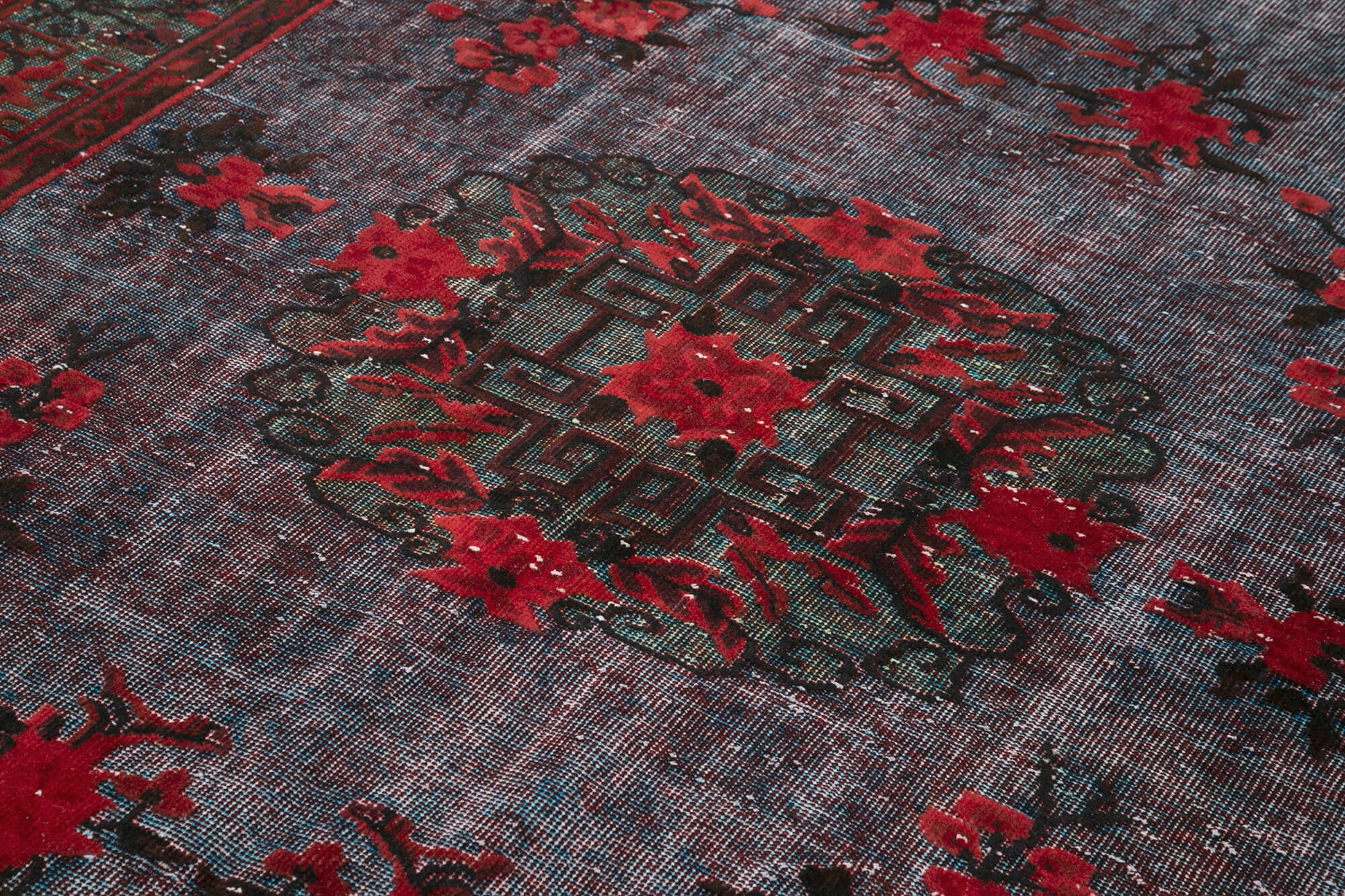 Vintage Handmade Area Rug - Red Turkish Wool Carpet 6'5'' x 9'11'' Cotton Wool Blend