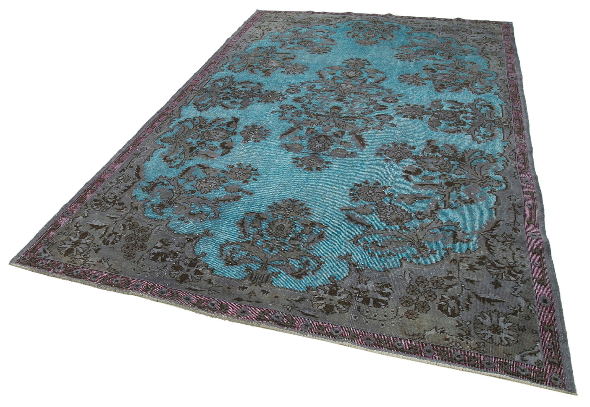 Vintage Handmade Area Rug - Blue Turkish Wool Carpet | Hand Woven Cotton Wool Rug 6'7"x10'6"