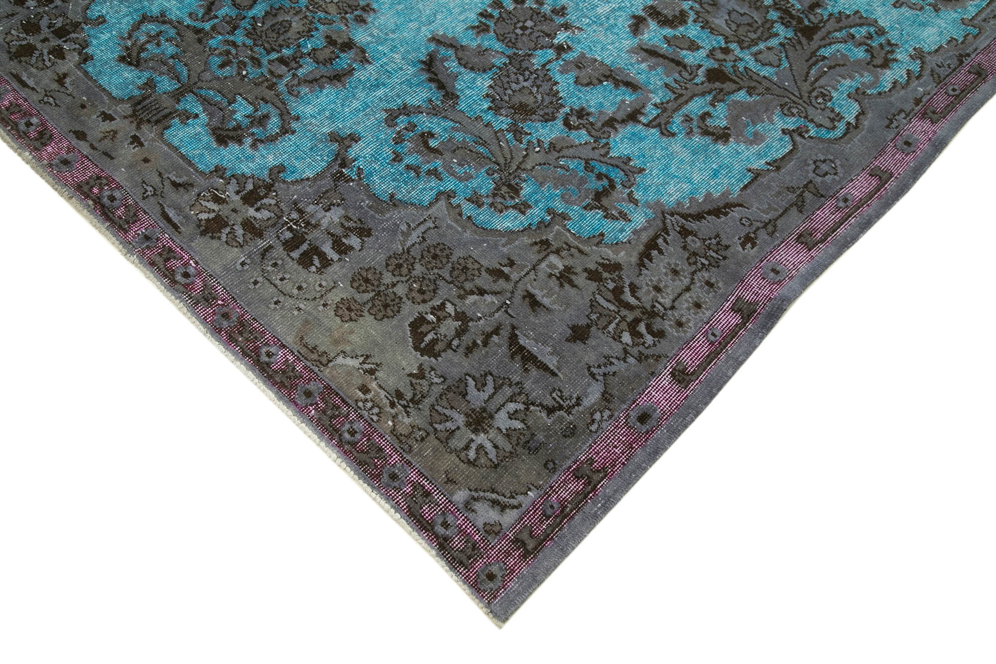 Vintage Handmade Area Rug - Blue Turkish Wool Carpet | Hand Woven Cotton Wool Rug 6'7"x10'6"