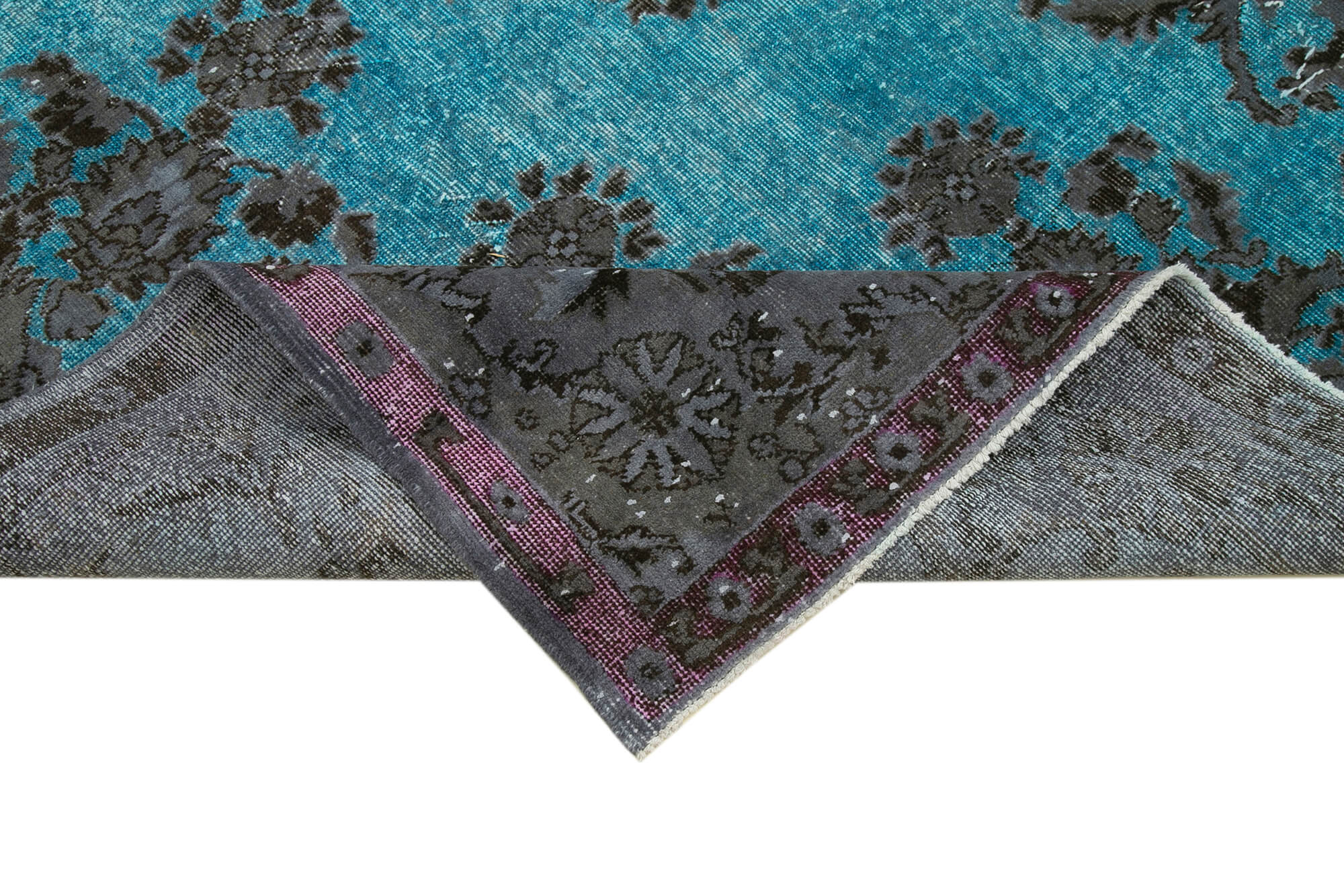 Vintage Handmade Area Rug - Blue Turkish Wool Carpet | Hand Woven Cotton Wool Rug 6'7"x10'6"