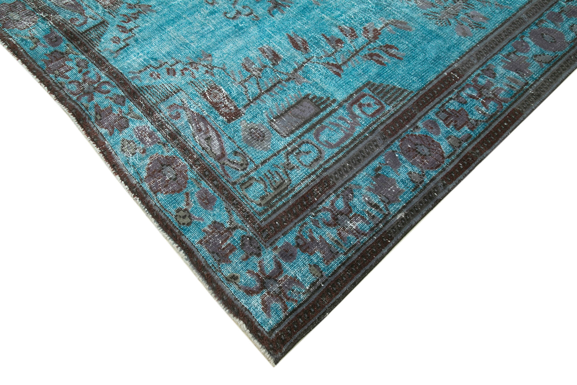 Vintage Handmade Area Rug – Blue Eskilme Style Cotton Wool Carpet 6'6''x10'6''
