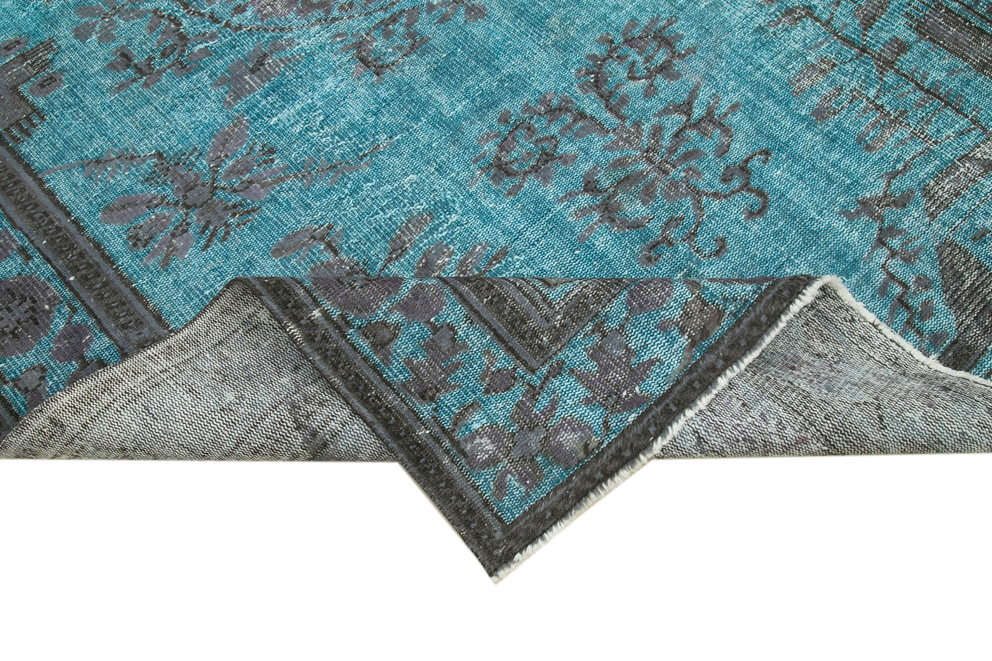 Vintage Handmade Area Rug – Blue Eskilme Style Cotton Wool Carpet 6'6''x10'6''