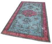 Vintage Cotton Wool Rug - Handmade Turkish Blue Wool Area Rug 4'7''x8'2''