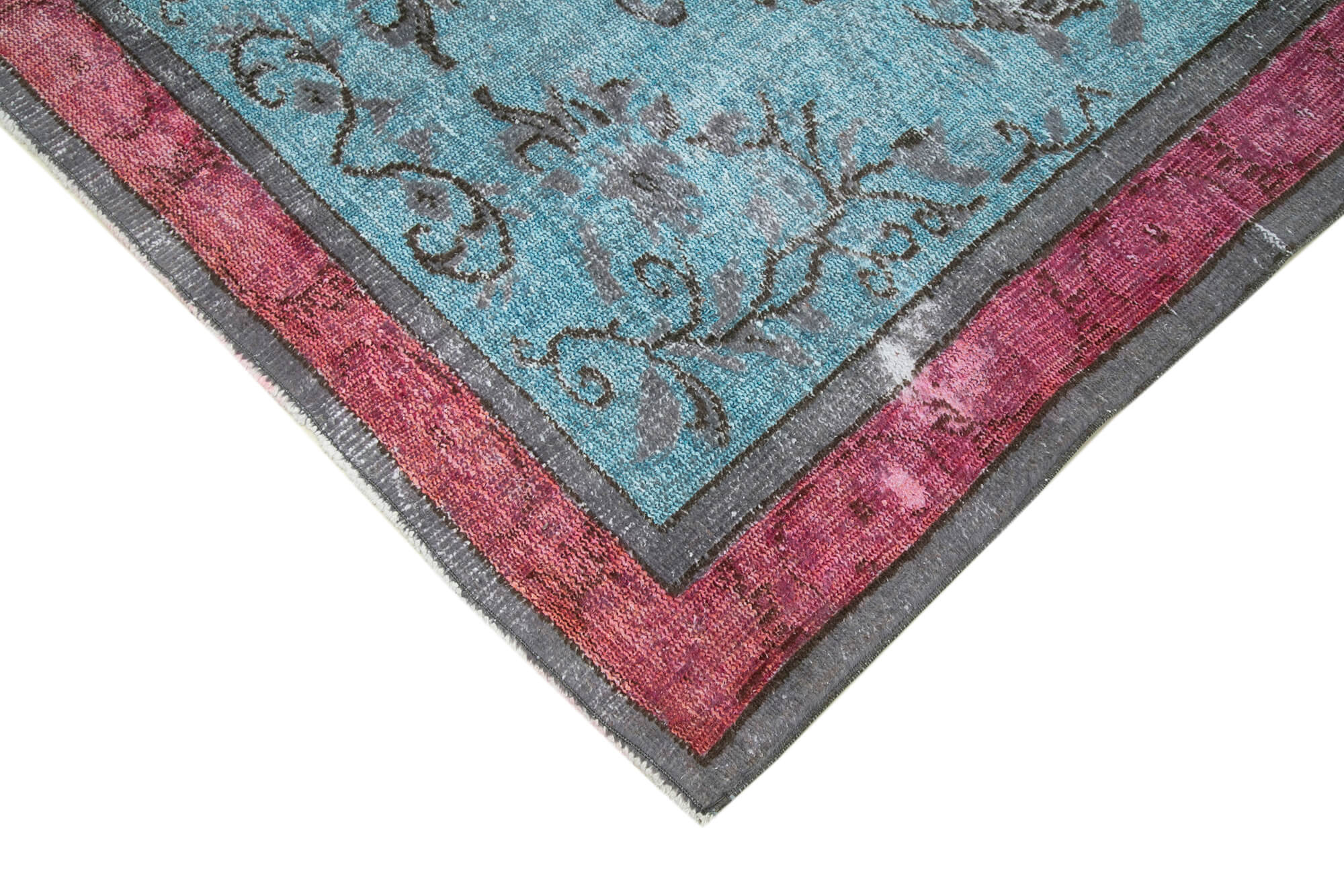 Vintage Cotton Wool Rug - Handmade Turkish Blue Wool Area Rug 4'7''x8'2''