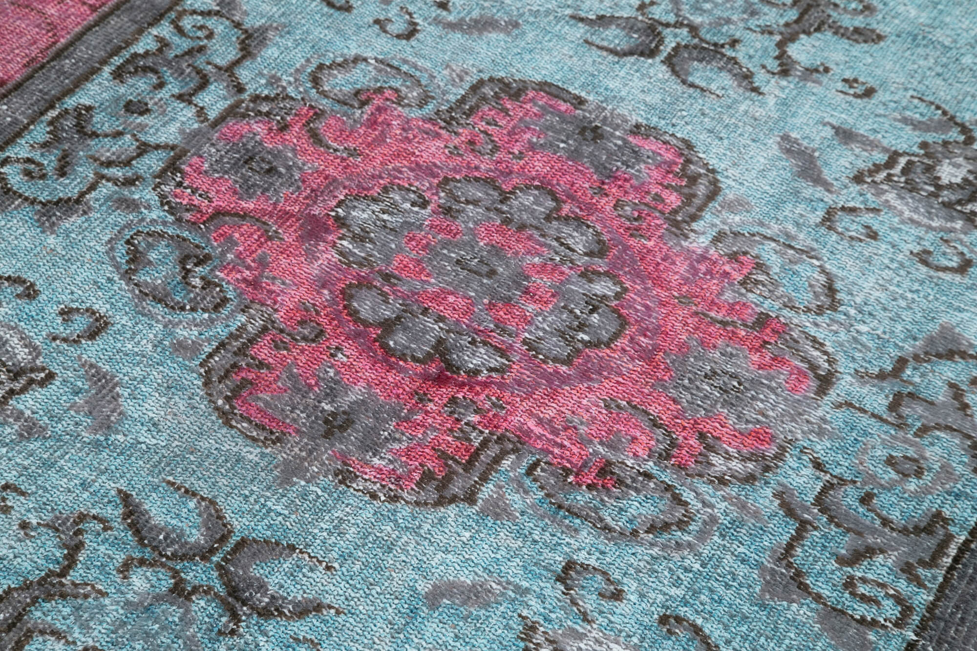 Vintage Cotton Wool Rug - Handmade Turkish Blue Wool Area Rug 4'7''x8'2''