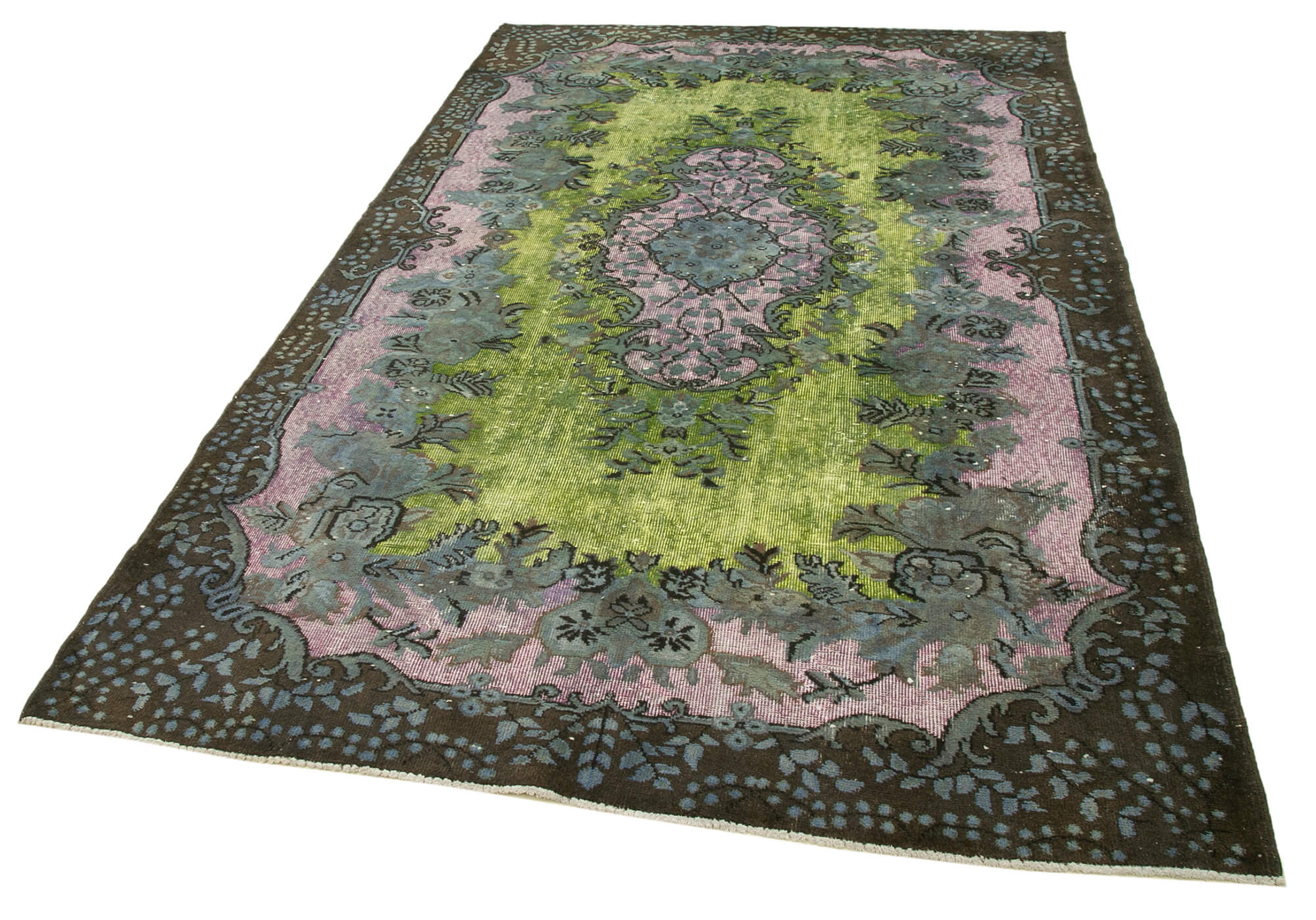 Vintage Handmade Area Rug – Brown Turkish Cotton Wool Carpet 5'8''x8'10''