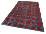 Handmade Wool Area Rug – Vintage Cotton Rug | Red Wool Carpet 5'8''x9'9''