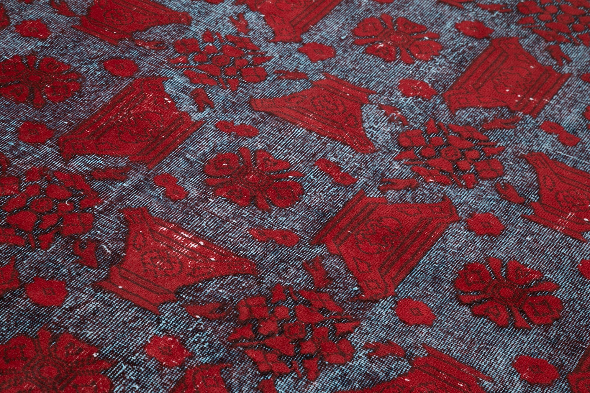Handmade Wool Area Rug – Vintage Cotton Rug | Red Wool Carpet 5'8''x9'9''