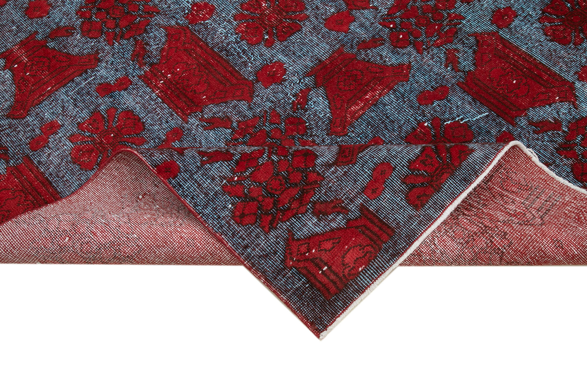 Handmade Wool Area Rug – Vintage Cotton Rug | Red Wool Carpet 5'8''x9'9''