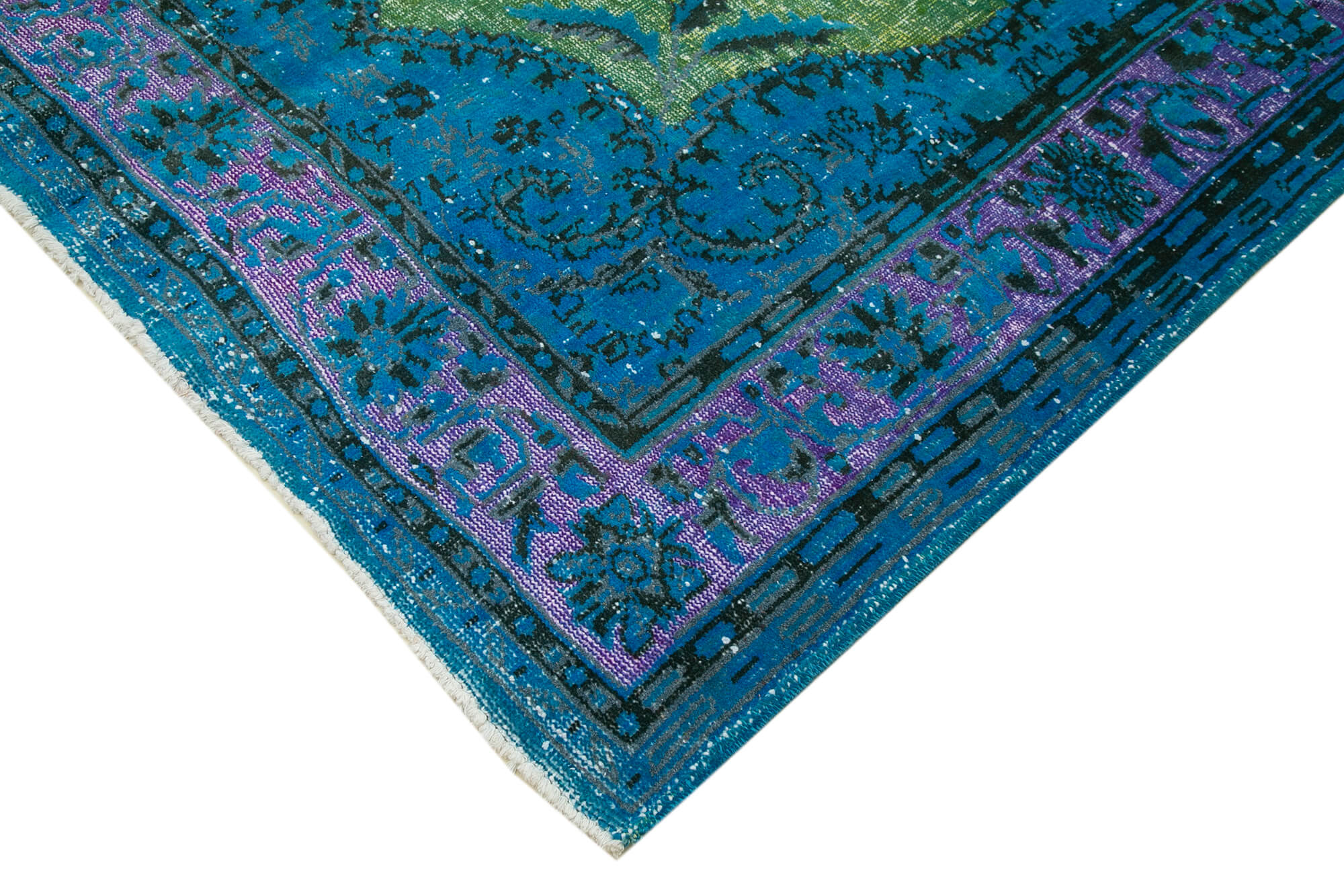 Vintage Handmade Area Rug - Blue Wool Cotton Blend Rug 6'2"x10'6" | Hand Woven Turkish Carpet