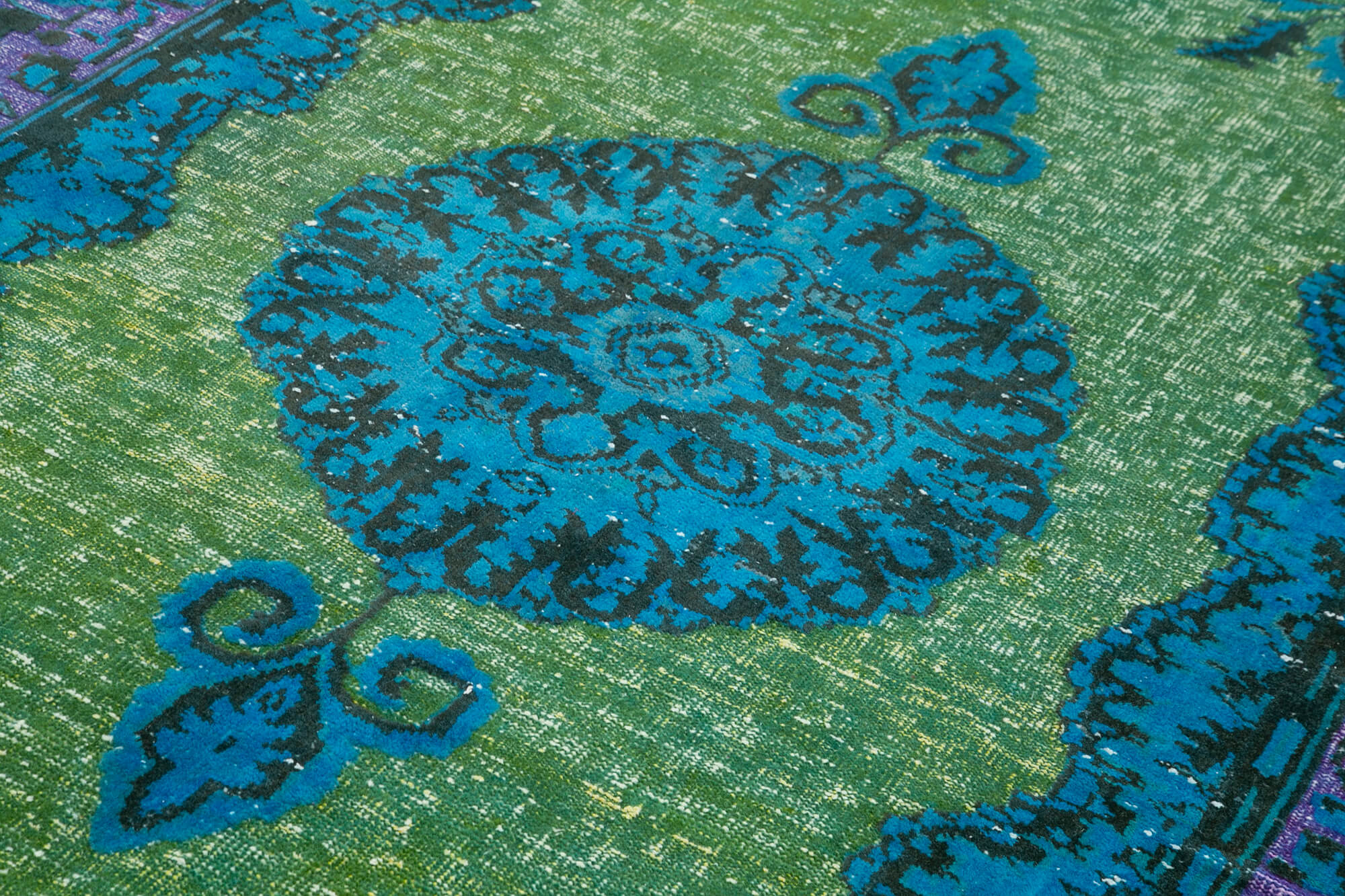 Vintage Handmade Area Rug - Blue Wool Cotton Blend Rug 6'2"x10'6" | Hand Woven Turkish Carpet