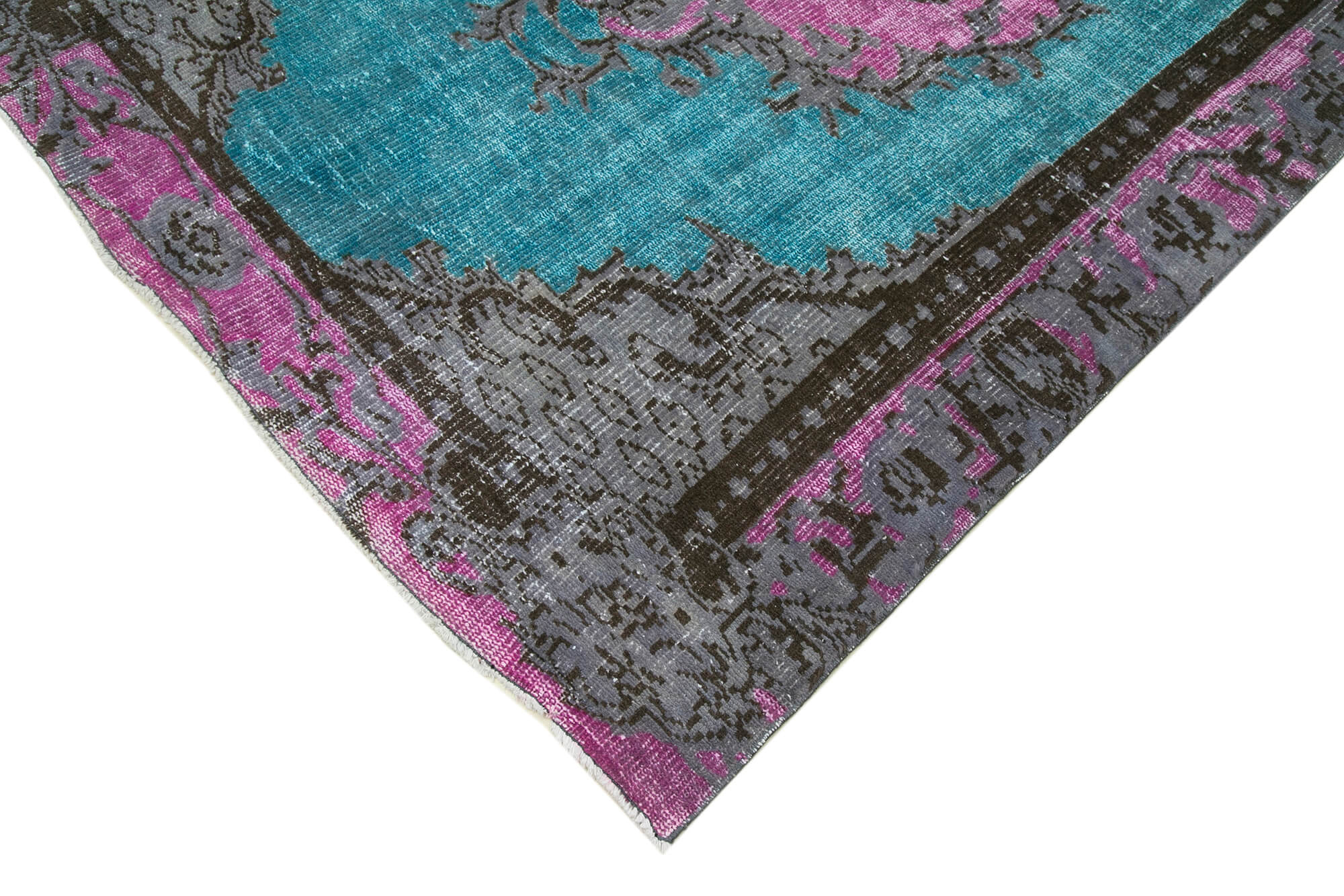 Vintage Turquoise Area Rug – Handmade Wool Rug, Turkish Hand Knotted Bohemian Style