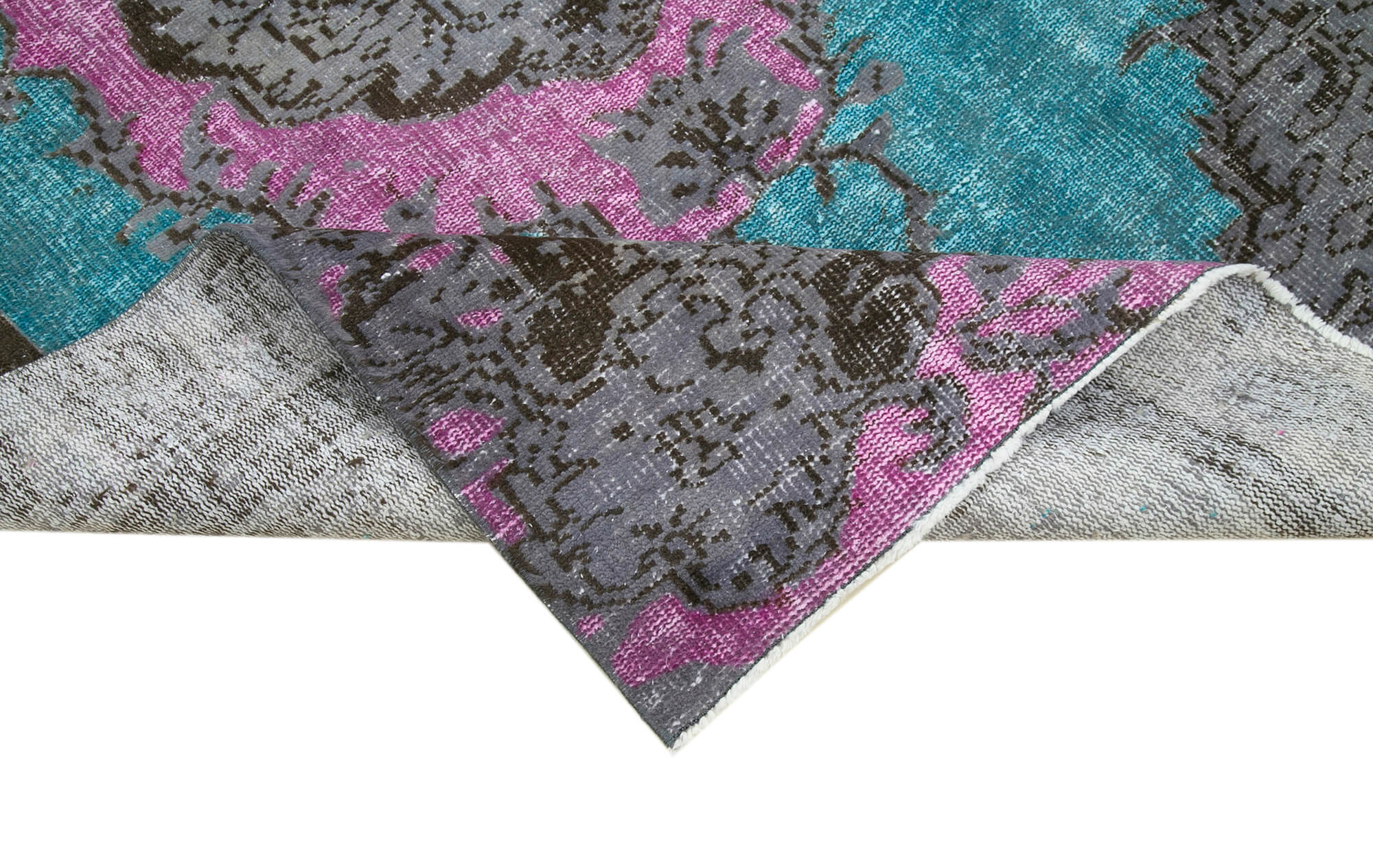 Vintage Turquoise Area Rug – Handmade Wool Rug, Turkish Hand Knotted Bohemian Style