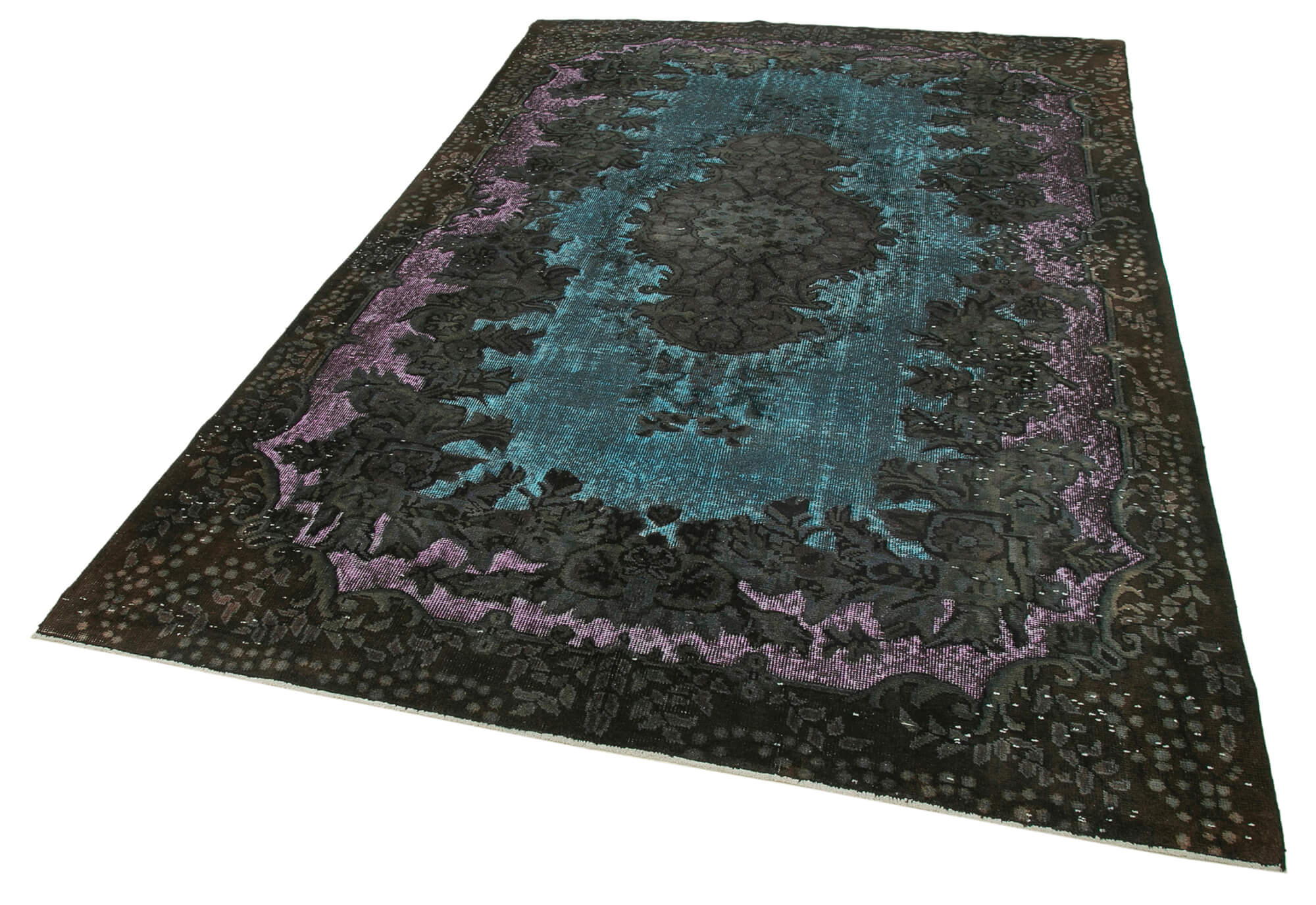 Vintage Wool Area Rug - Hand Woven Brown Cotton Wool Carpet 6'2''x9'5''