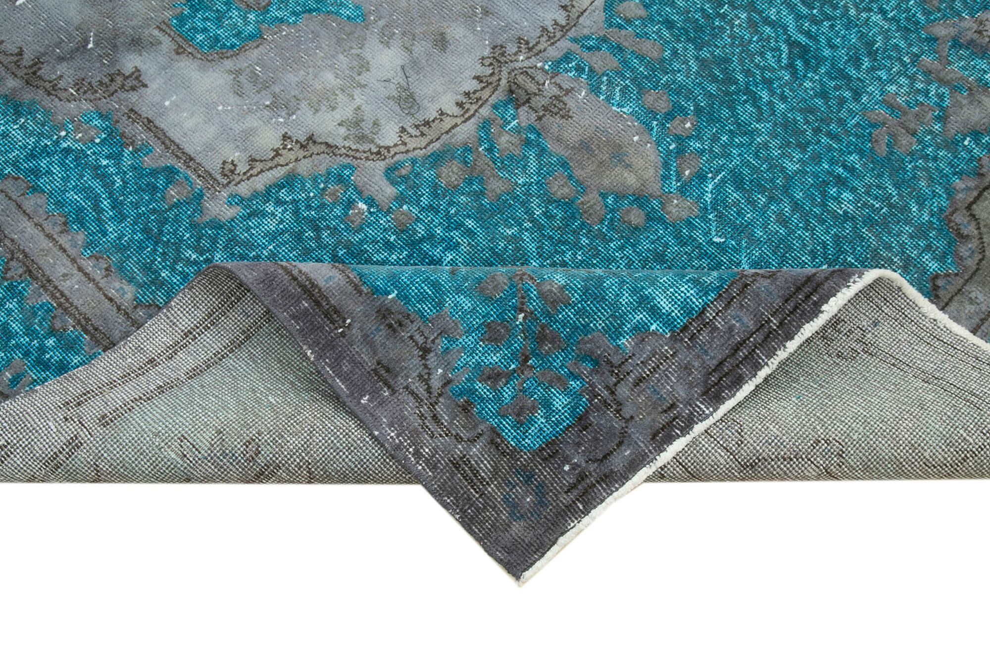 Handmade Vintage Area Rug | Traditional Hand Knotted Cotton Wool Rug 5'1''x9'4'' Grey