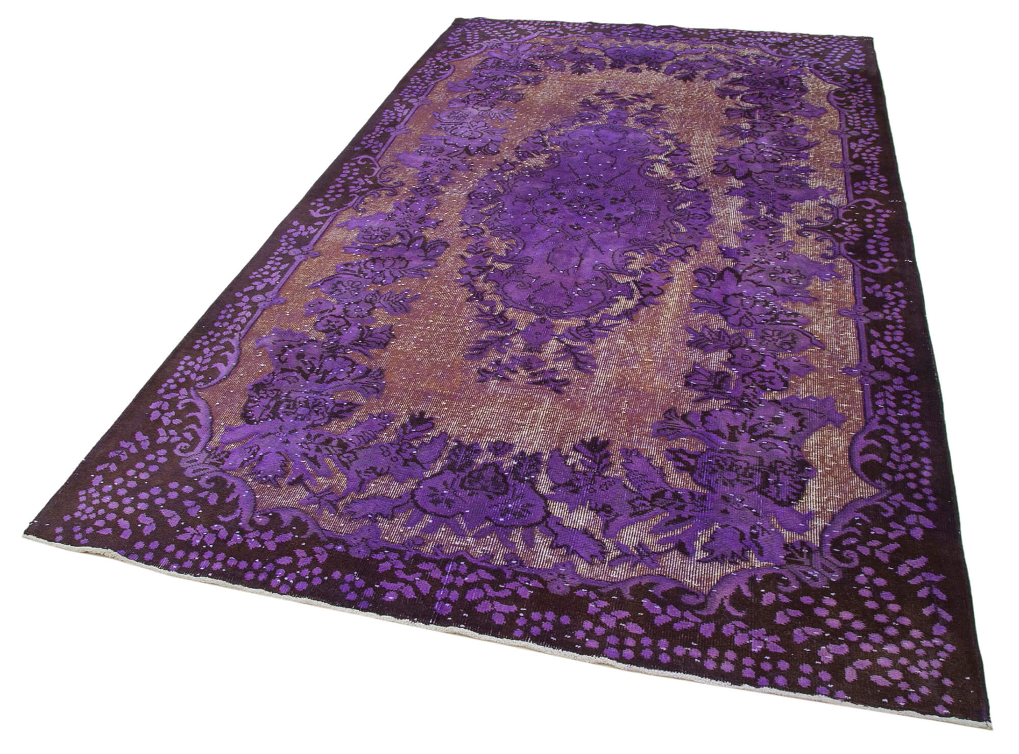 Vintage Cotton Wool Rug - Handmade Area Rug 5'9''x9'8'' | Purple Turkish Vintage Carpet