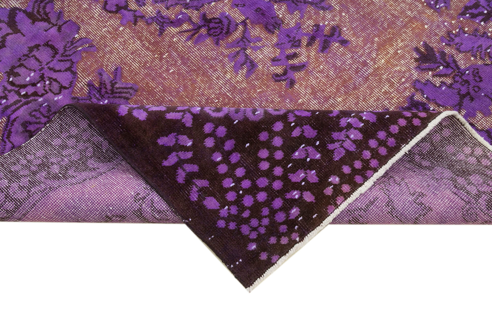 Vintage Cotton Wool Rug - Handmade Area Rug 5'9''x9'8'' | Purple Turkish Vintage Carpet