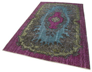 Vintage Handmade Area Rug – Purple Cotton Wool Hand Knotted Rug 5'5''x9'0''