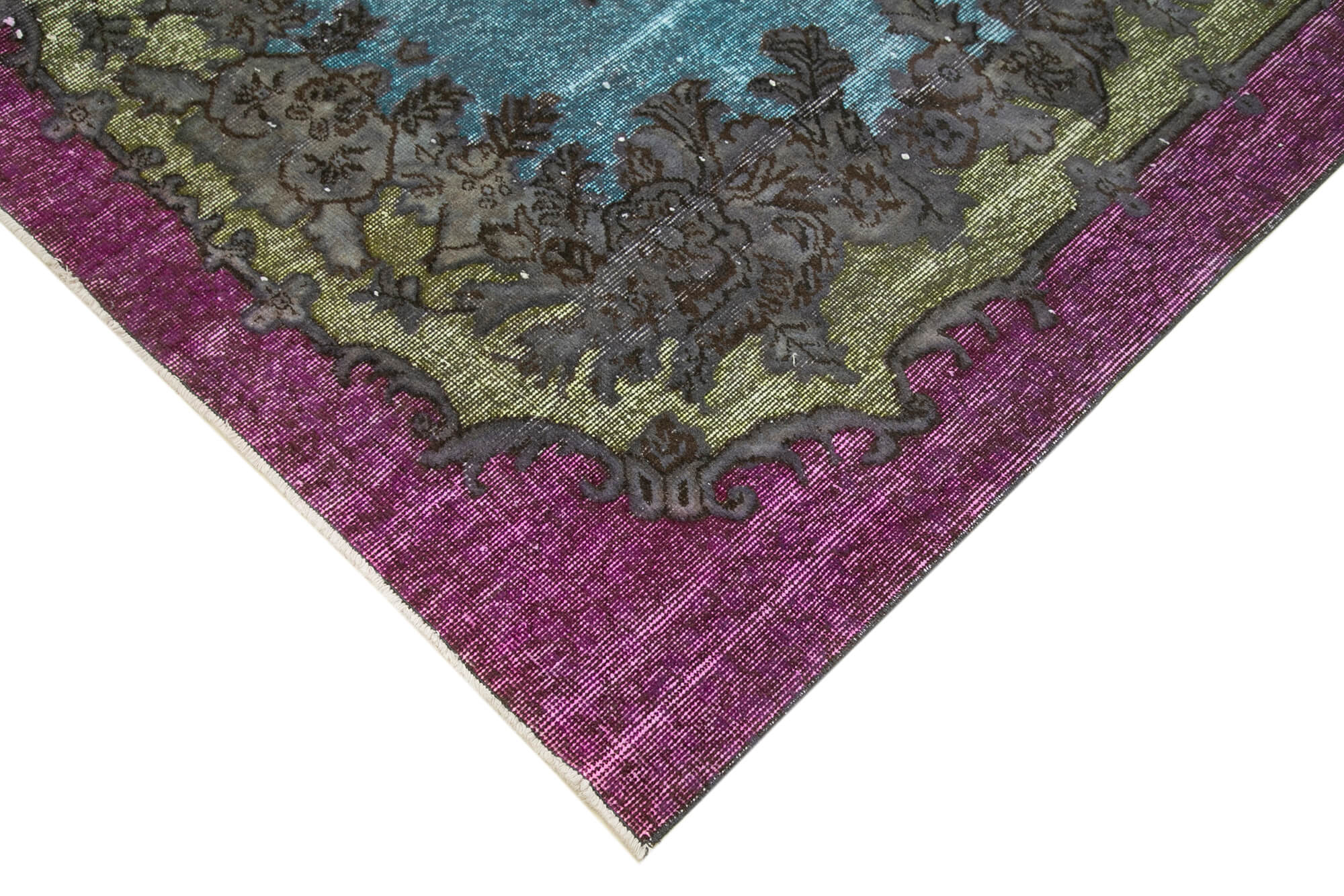 Vintage Handmade Area Rug – Purple Cotton Wool Hand Knotted Rug 5'5''x9'0''