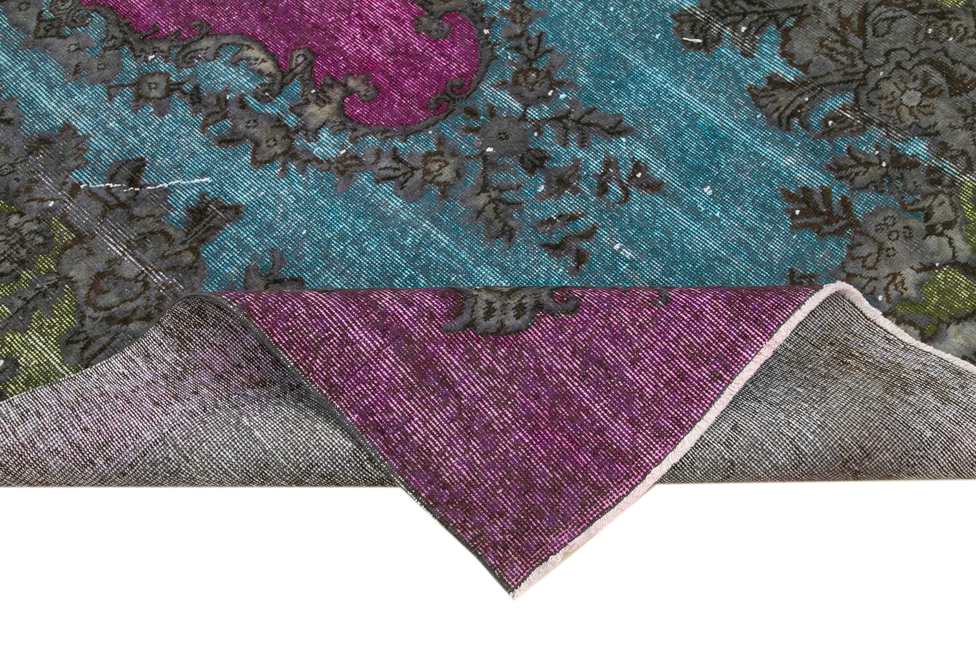 Vintage Handmade Area Rug – Purple Cotton Wool Hand Knotted Rug 5'5''x9'0''