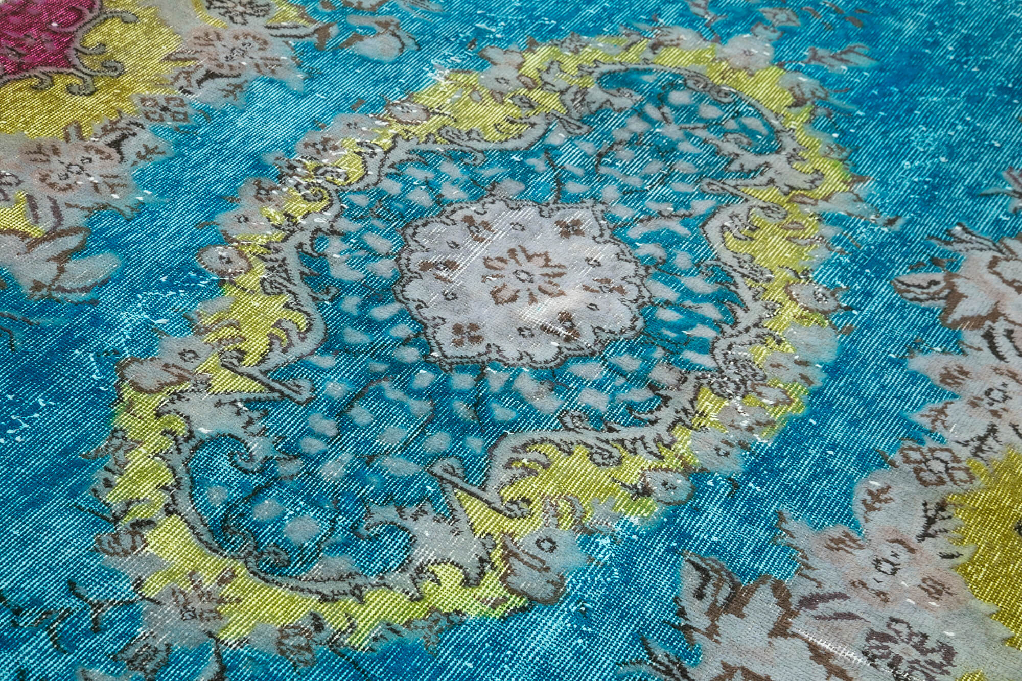 Handmade Vintage Area Rug – Turkish Wool Cotton Blend Blue Carpet 5'5''x8'10''