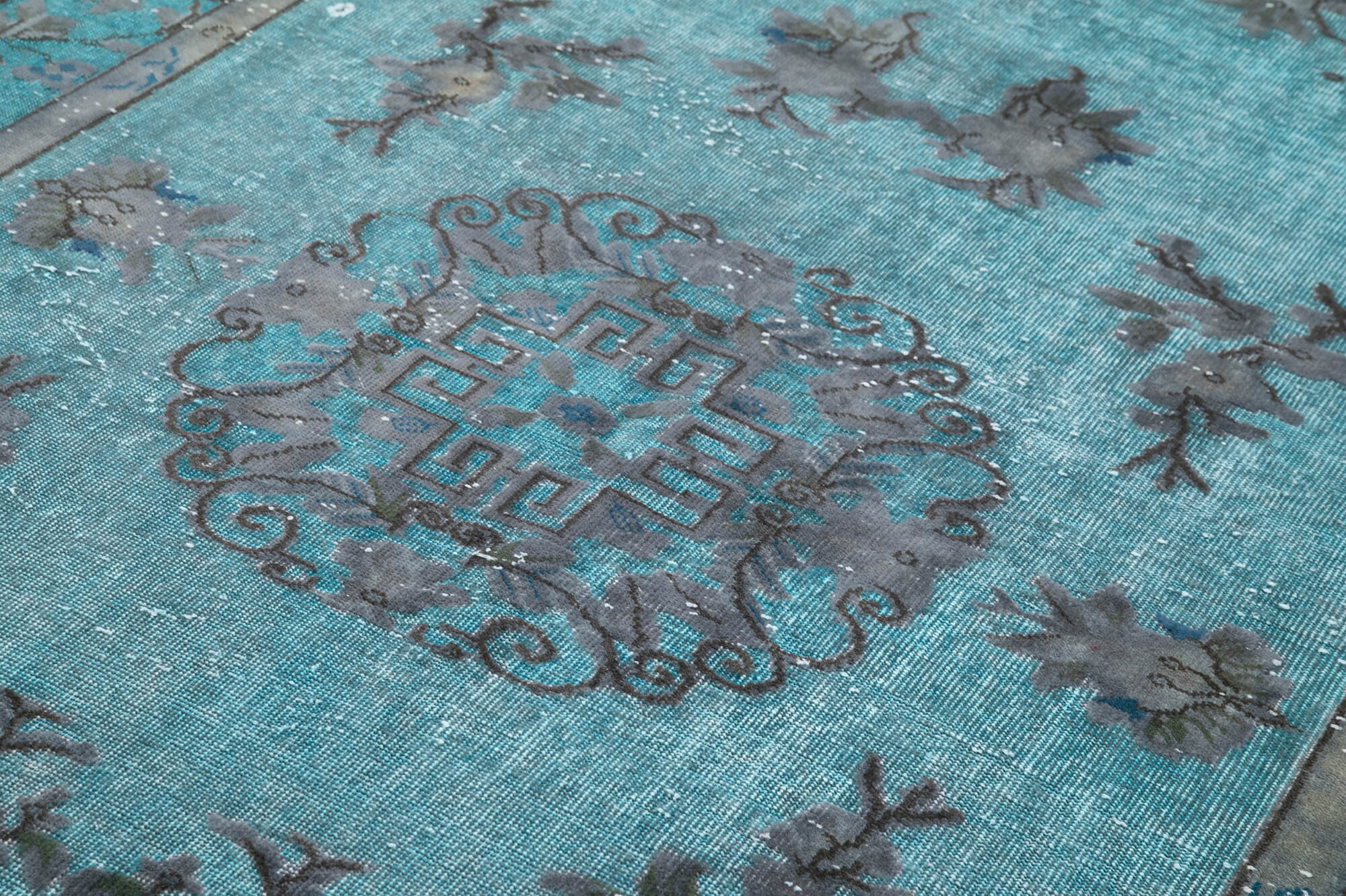 Handmade Vintage Area Rug – Blue Vintage Carpet, Wool Cotton Weave 6'7''x9'7''