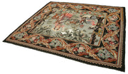 Handmade Wool Rug – Moldovian Black Floral Pattern Cotton Wool Carpet 6'5''x7'0''