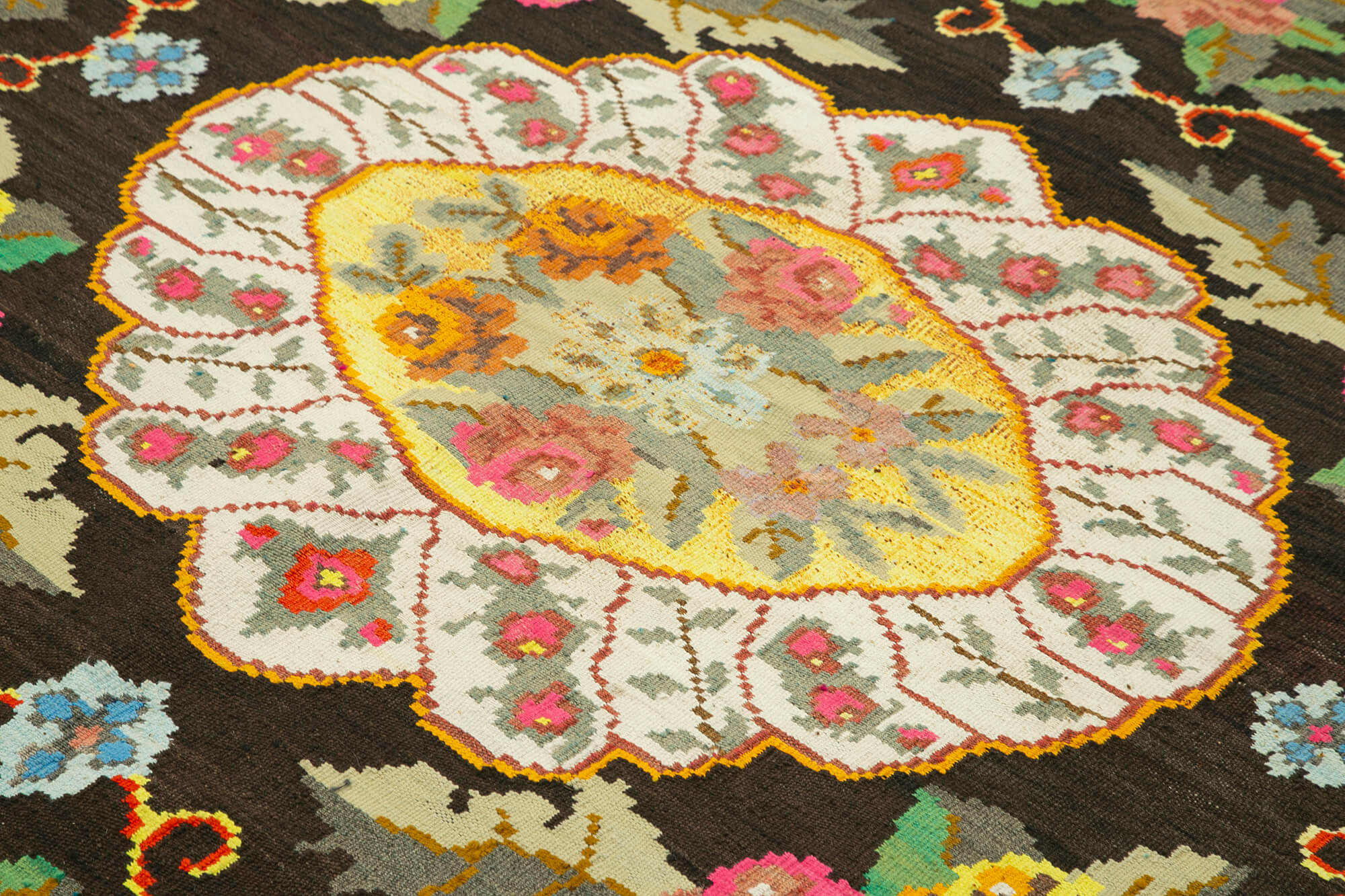 Handmade Wool Rug | Turkish Hand Knotted Vintage Area Rug with Floral Pattern