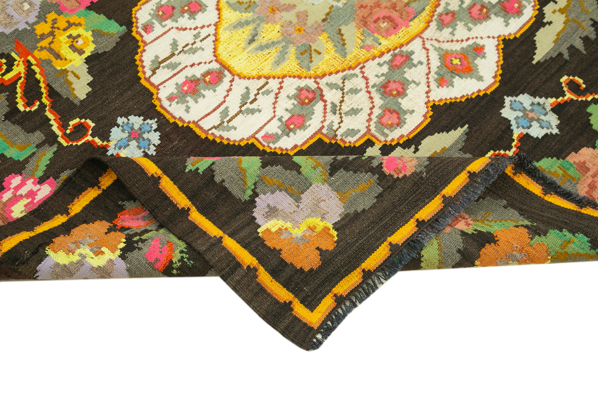 Handmade Wool Rug | Turkish Hand Knotted Vintage Area Rug with Floral Pattern