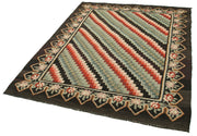 Handmade Wool Area Rug - Brown Cotton Floral Wool Rug, Hand Knotted Vintage Turkish Carpet 5'4''x7'1''