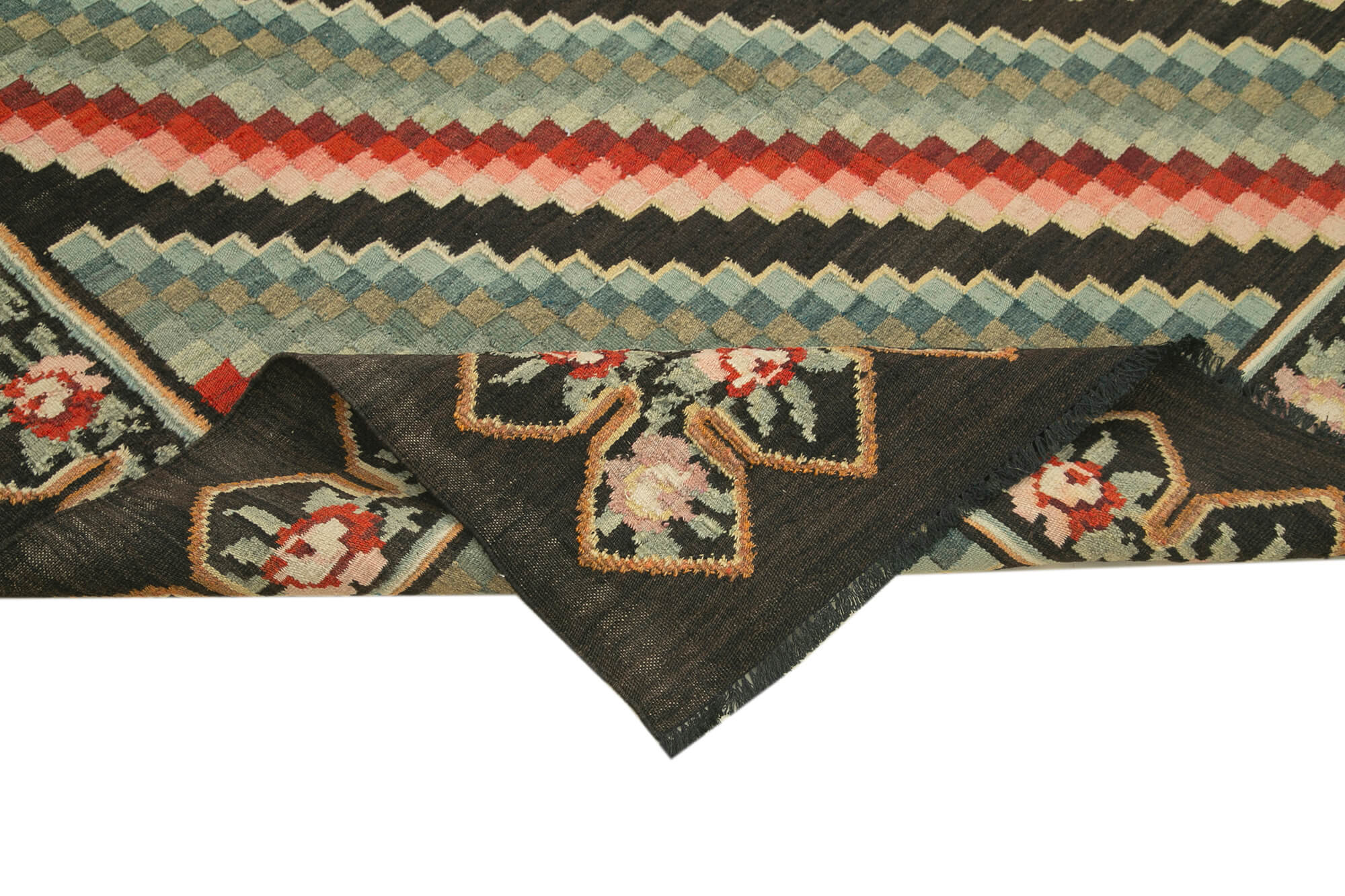 Handmade Wool Area Rug - Brown Cotton Floral Wool Rug, Hand Knotted Vintage Turkish Carpet 5'4''x7'1''