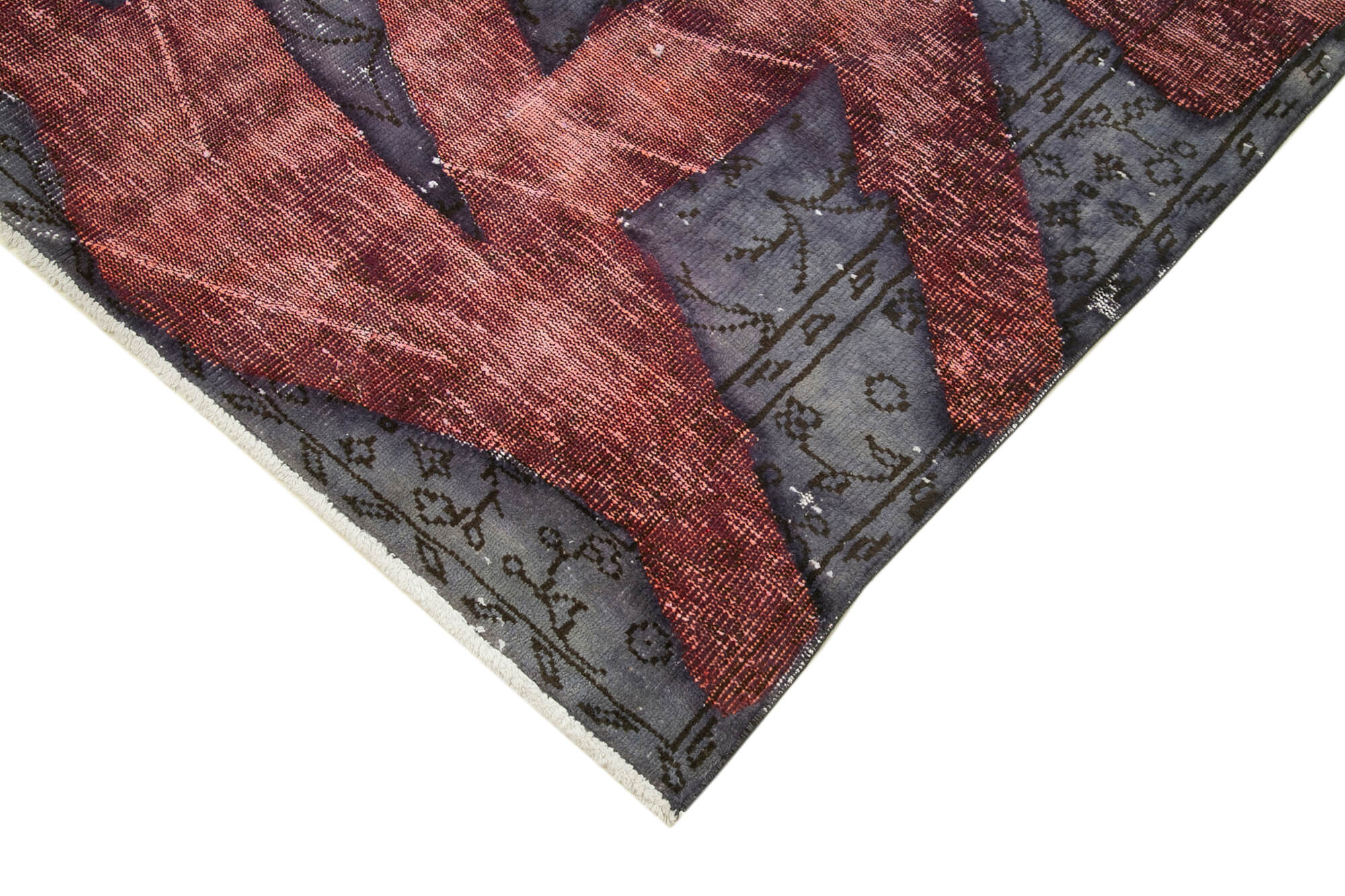 Handmade Vintage Area Rug - Purple Wool And Cotton Blend Antique Style Carpet 5'2"x8'8"