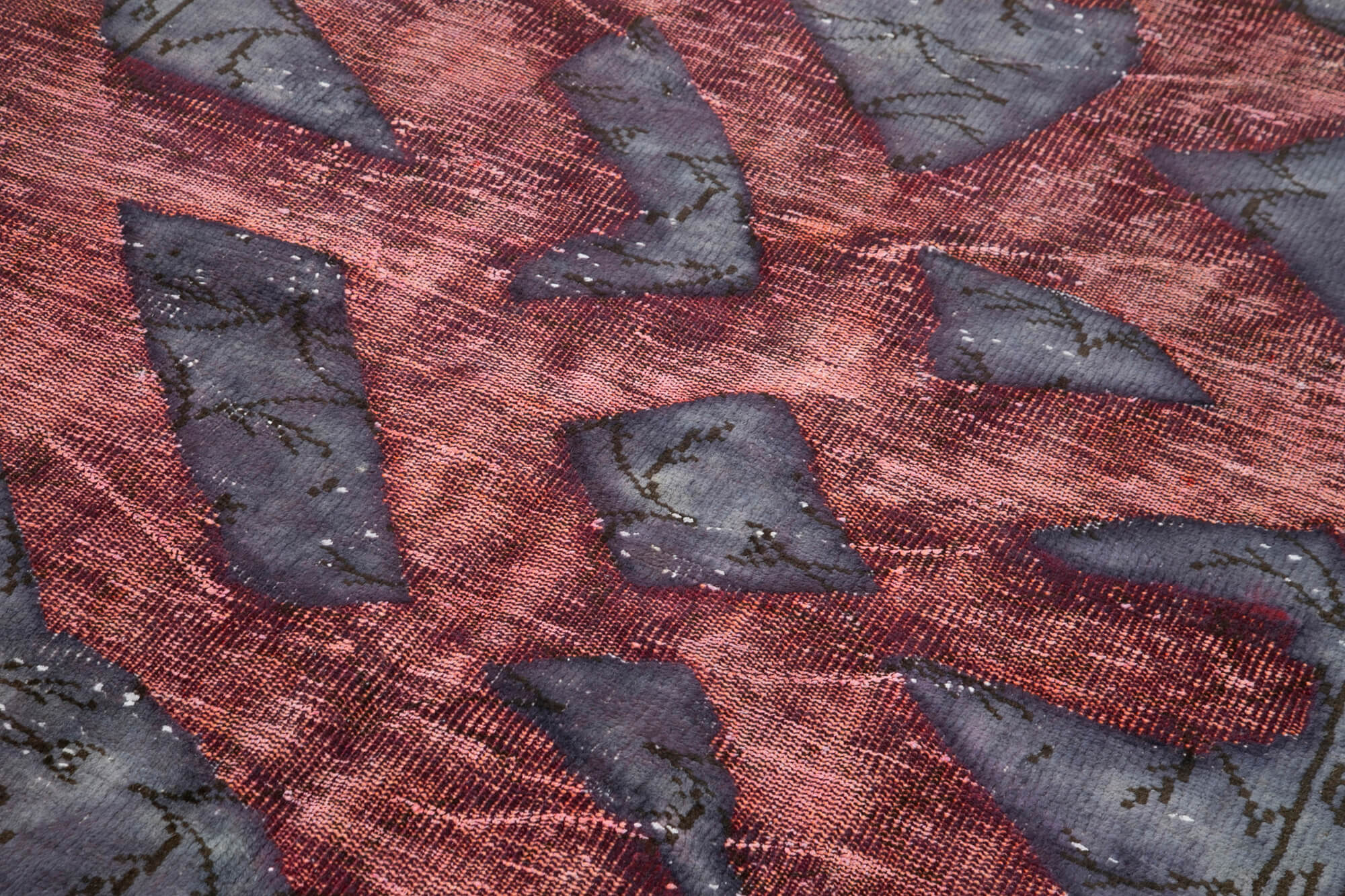Handmade Vintage Area Rug - Purple Wool And Cotton Blend Antique Style Carpet 5'2"x8'8"