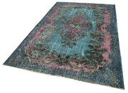 Vintage Handmade Area Rug – Blue Cotton Wool Carpet, Hand Woven Rug 5'7''x8'11''