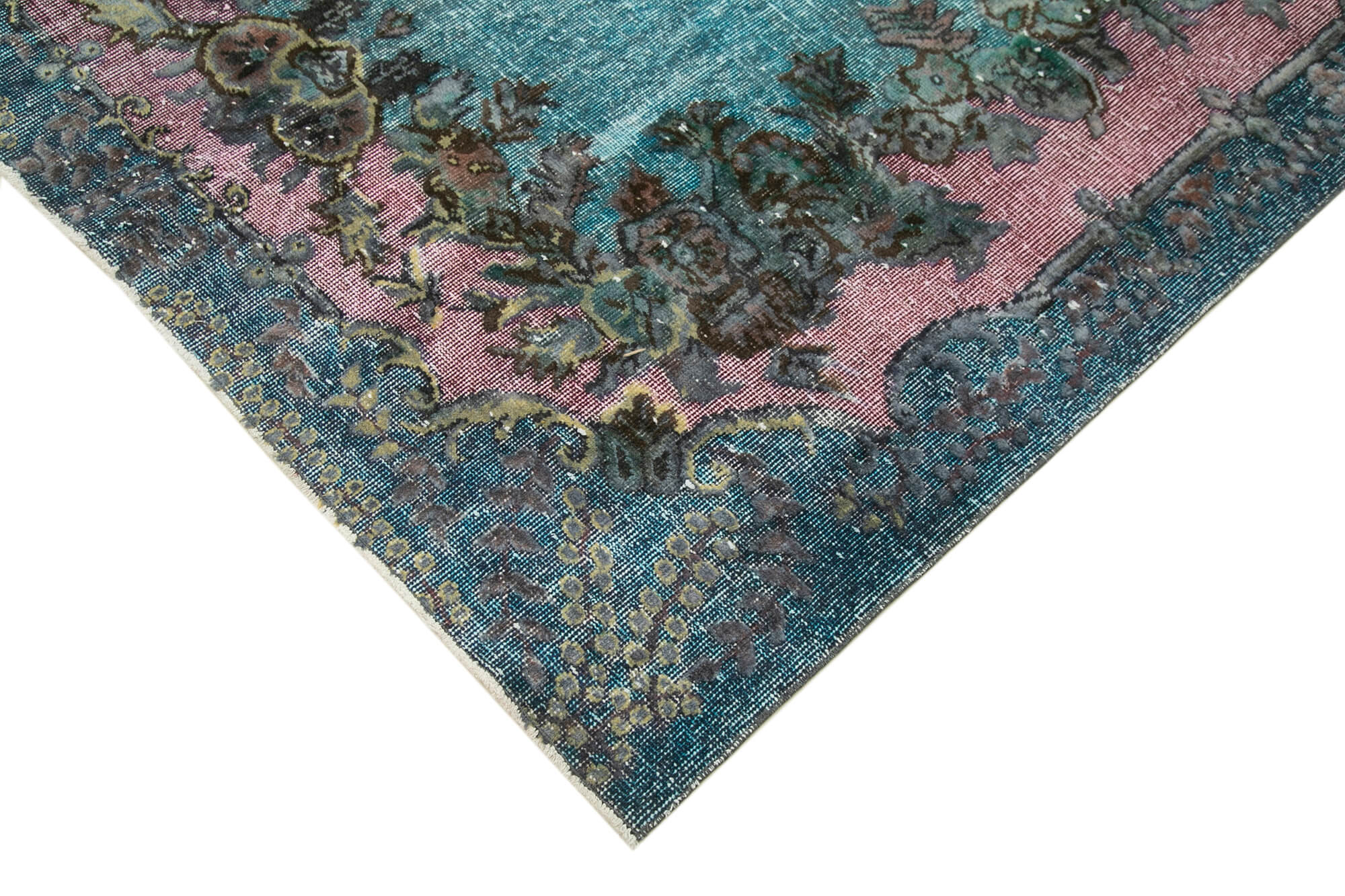 Vintage Handmade Area Rug – Blue Cotton Wool Carpet, Hand Woven Rug 5'7''x8'11''