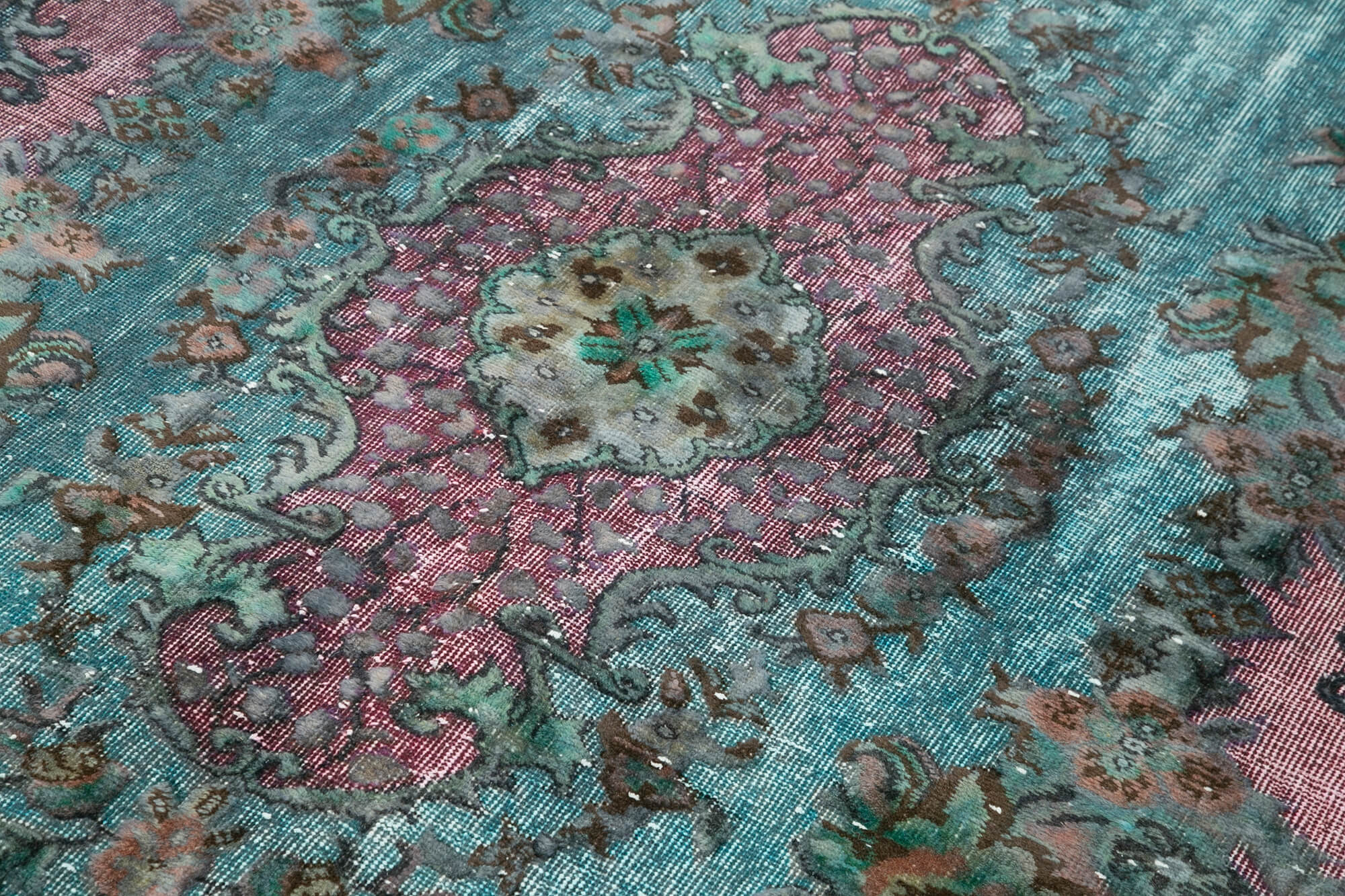 Vintage Handmade Area Rug – Blue Cotton Wool Carpet, Hand Woven Rug 5'7''x8'11''